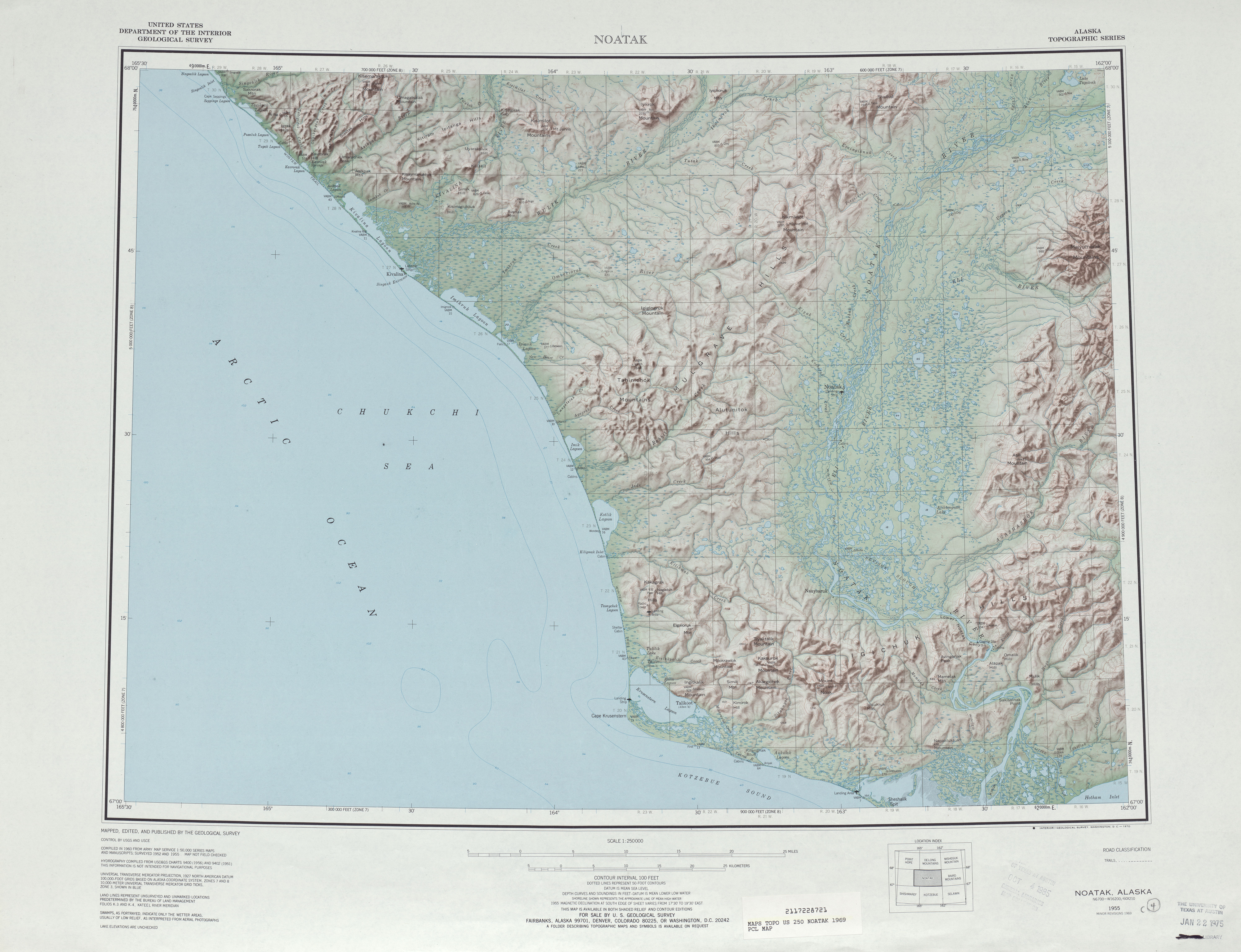 Hoja Noatak del Mapa Topográfico de los Estados Unidos 1969