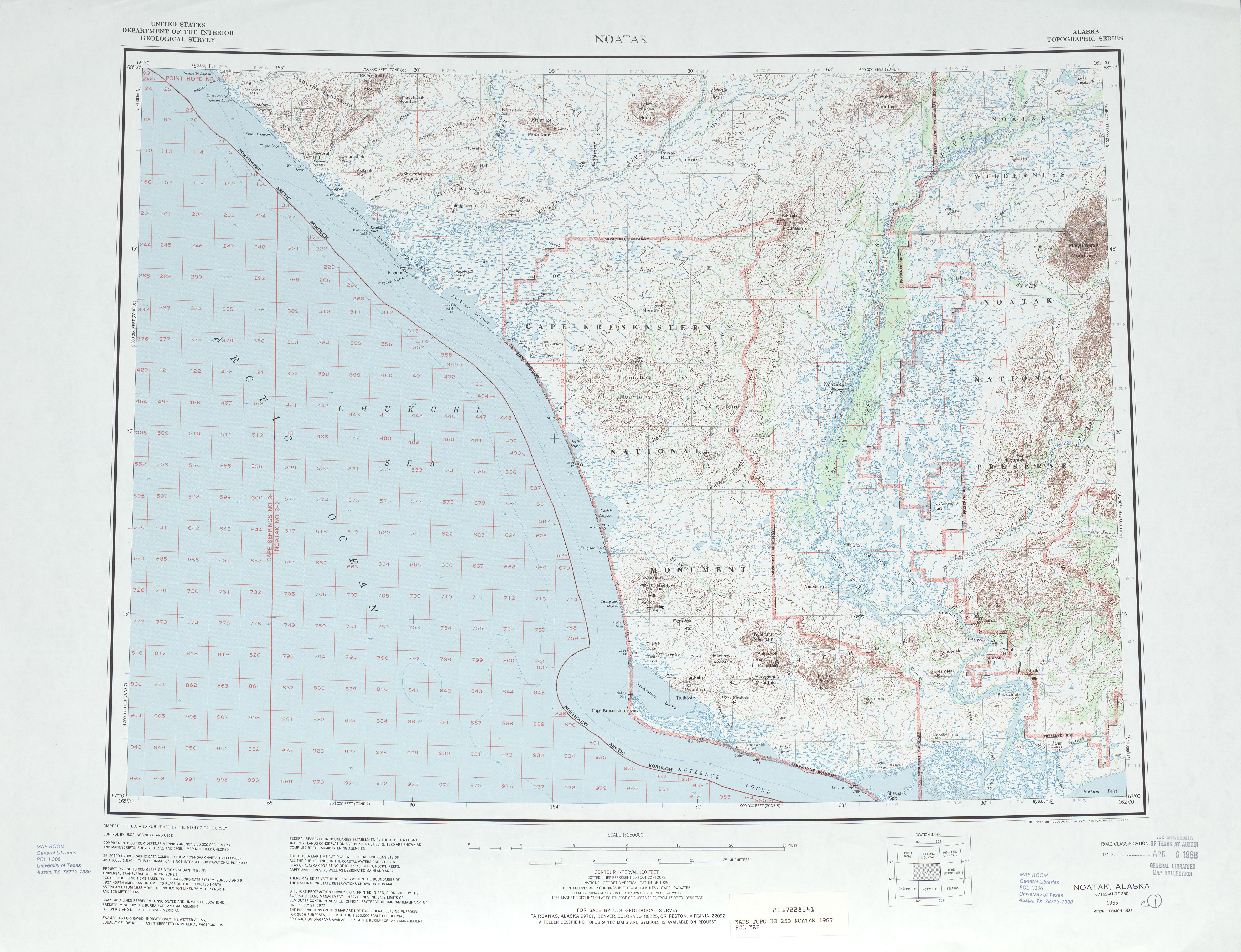 Hoja Noatak del Mapa Topográfico de los Estados Unidos 1987