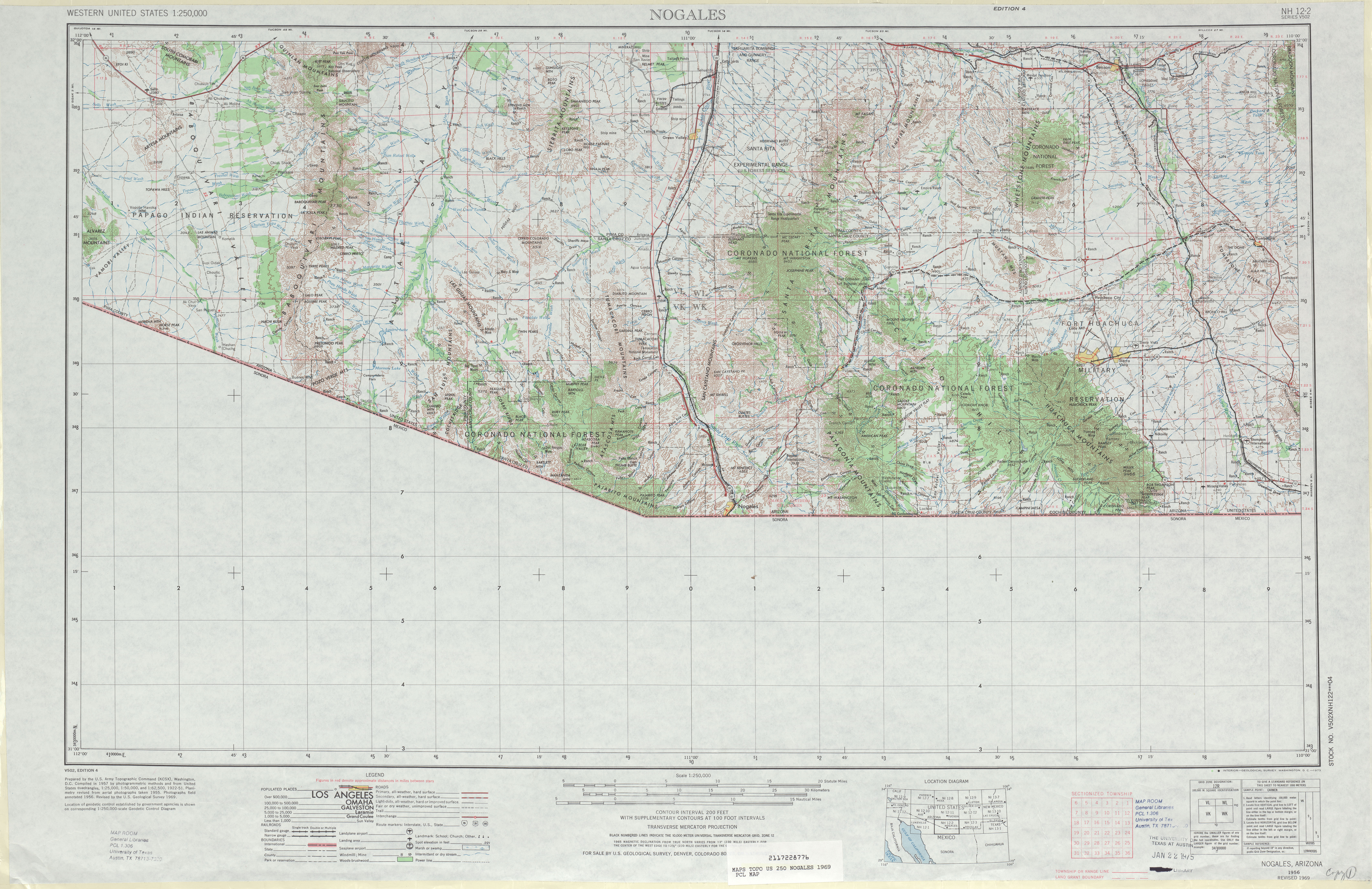 Hoja Nogales del Mapa Topográfico de los Estados Unidos 1969
