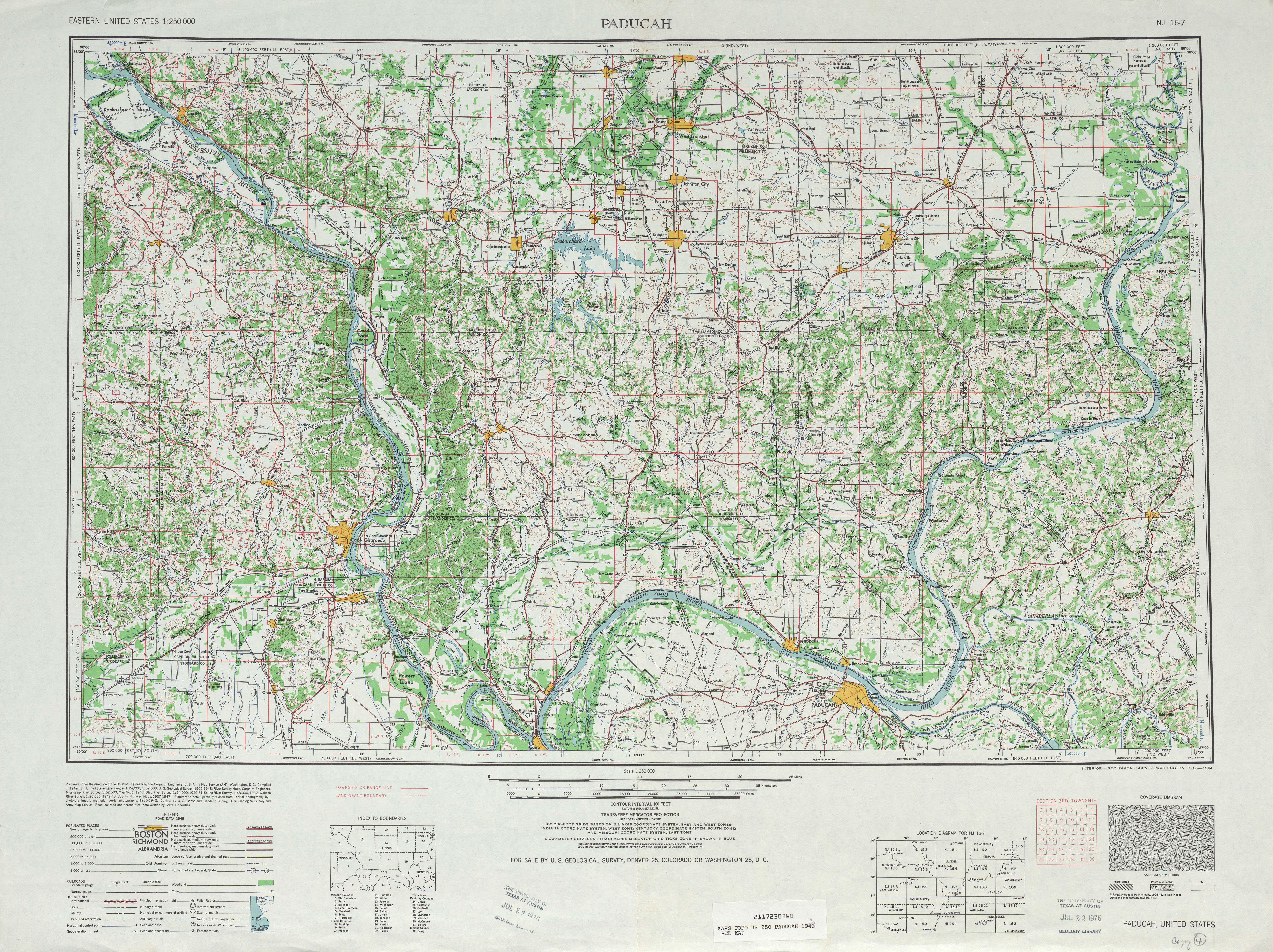 Hoja Paducah del Mapa Topográfico de los Estados Unidos 1948