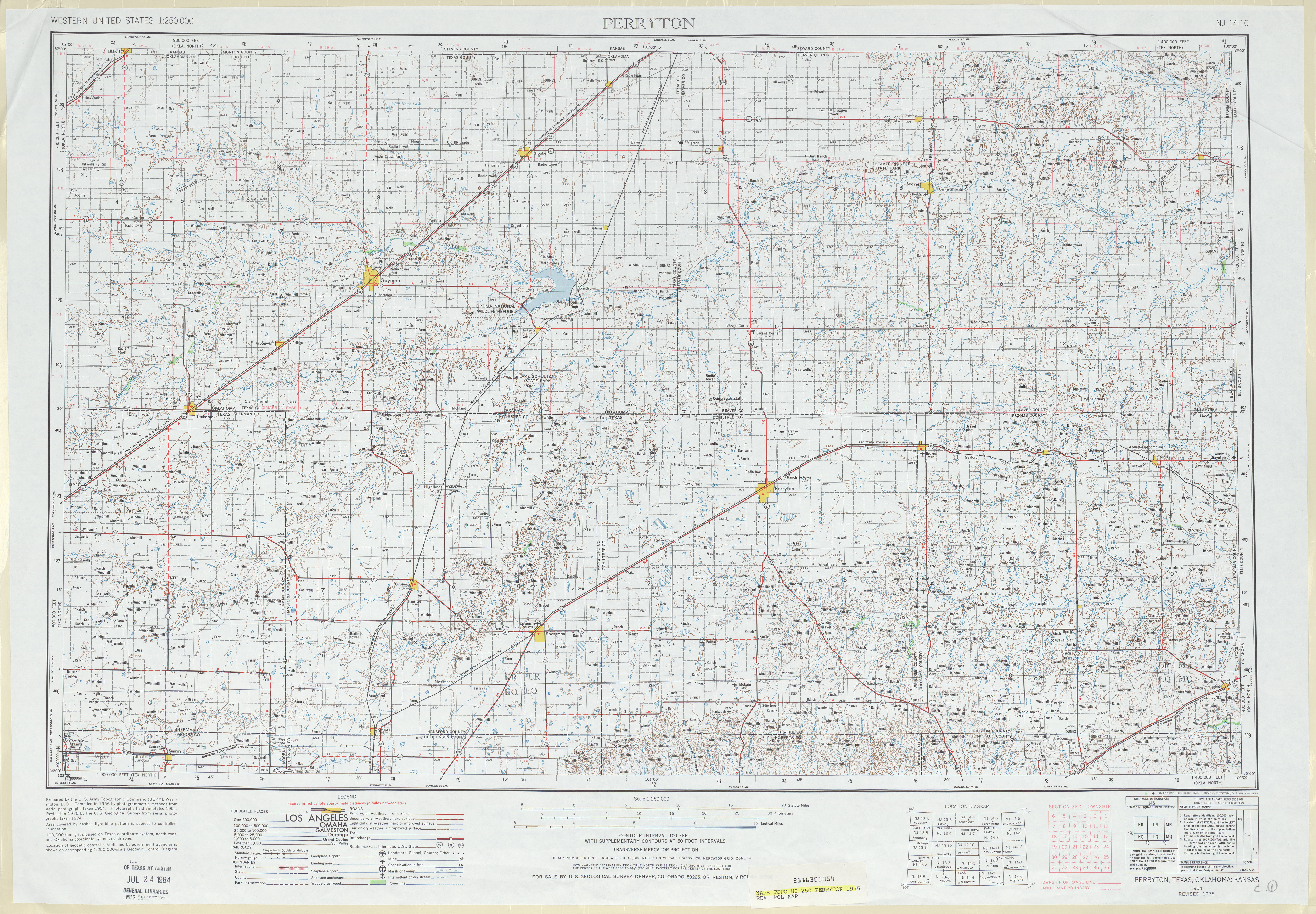 Hoja Perryton del Mapa Topográfico de los Estados Unidos 1975