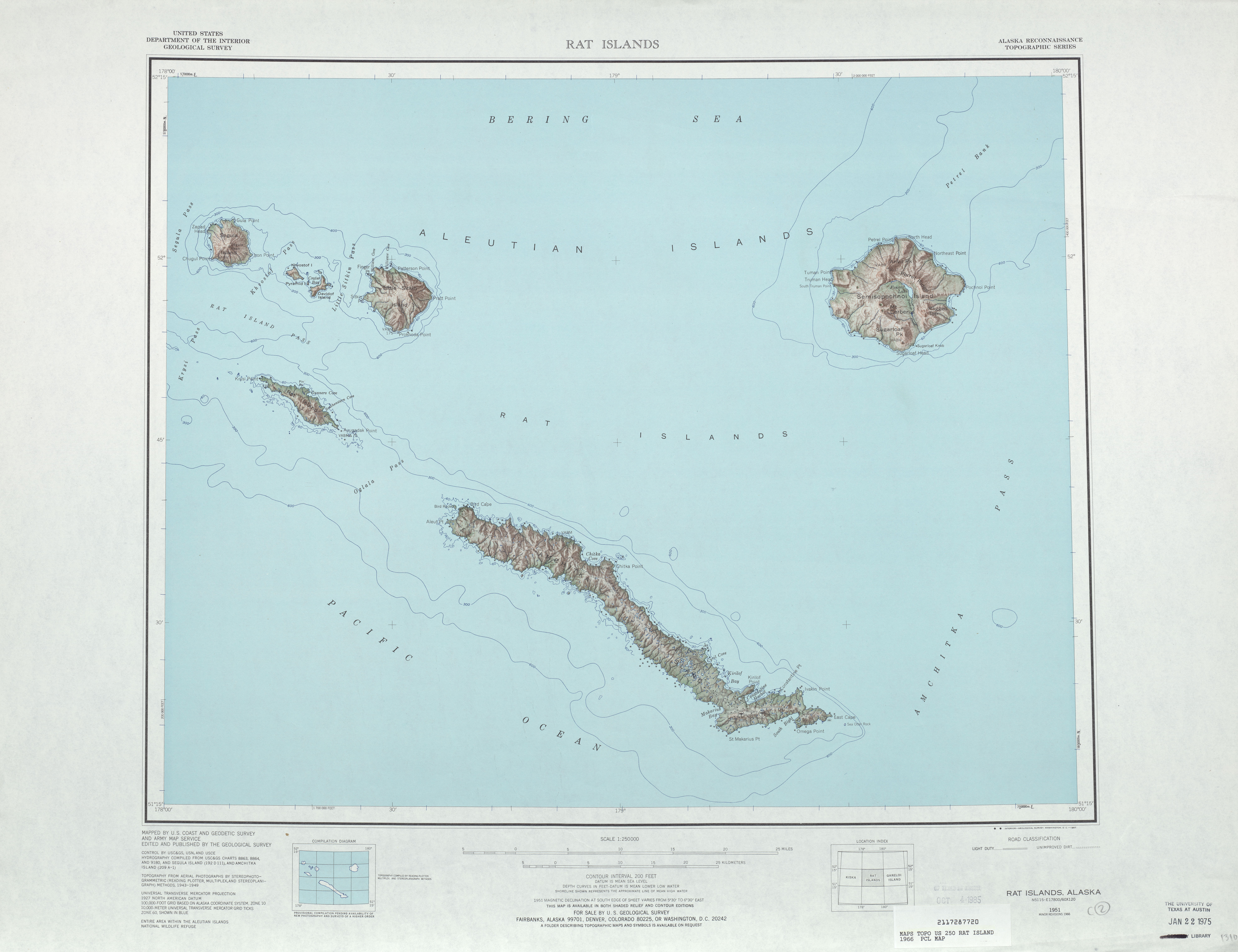 Hoja Rat Islands del Mapa Topográfico de los Estados Unidos 1966