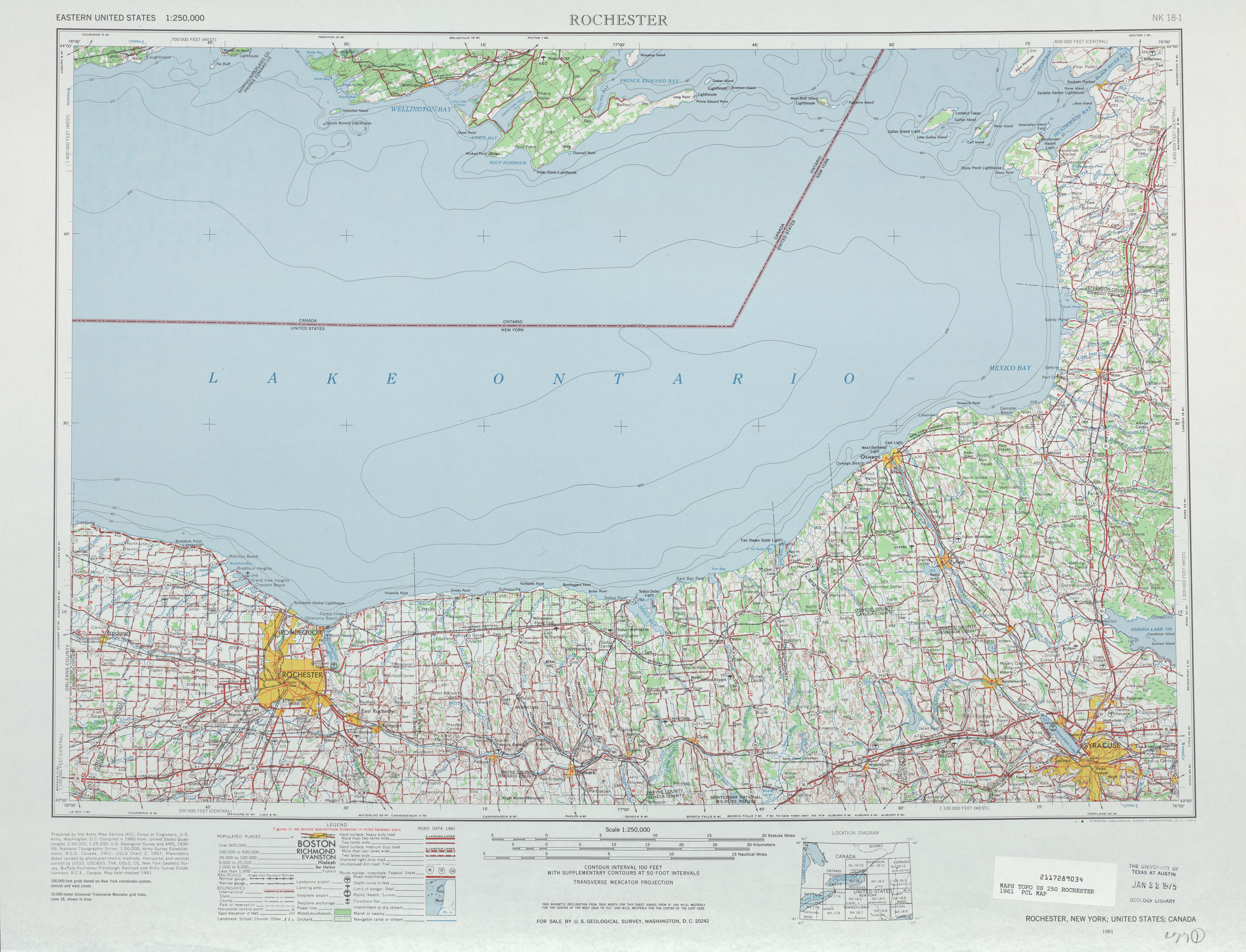Hoja Rochester del Mapa Topográfico de los Estados Unidos 1961