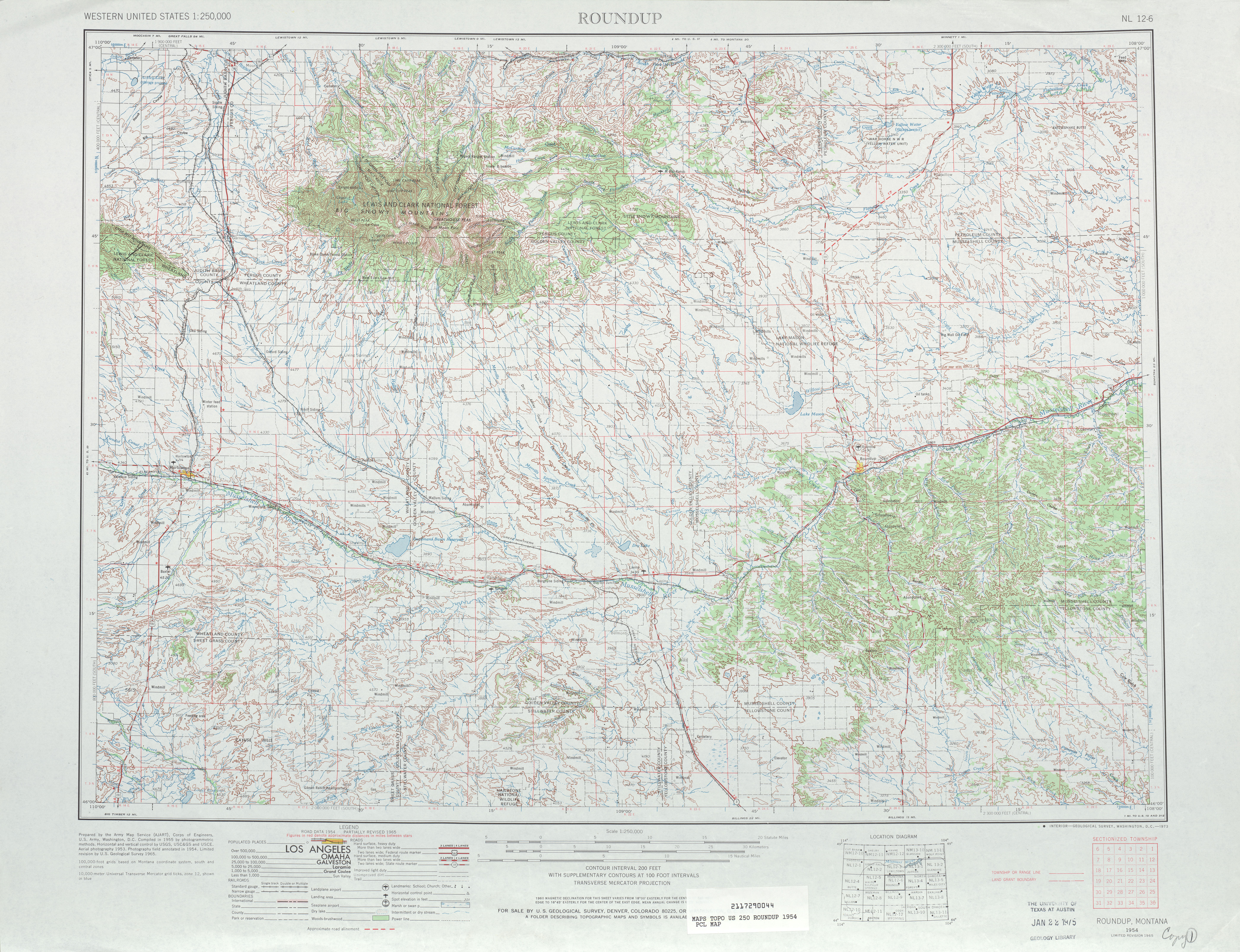 Hoja Roundup del Mapa Topográfico de los Estados Unidos 1965