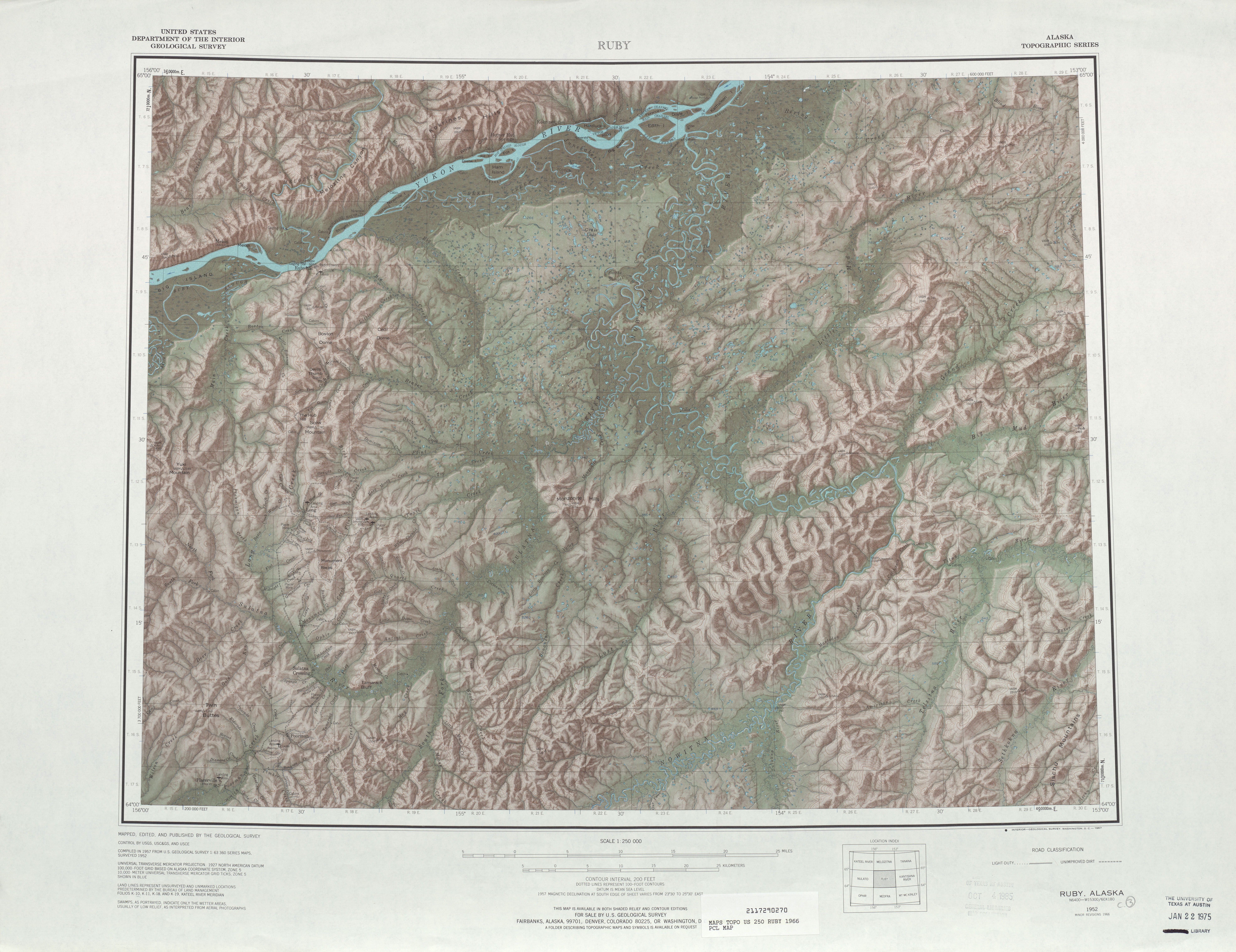 Hoja Ruby del Mapa Topográfico de los Estados Unidos 1966