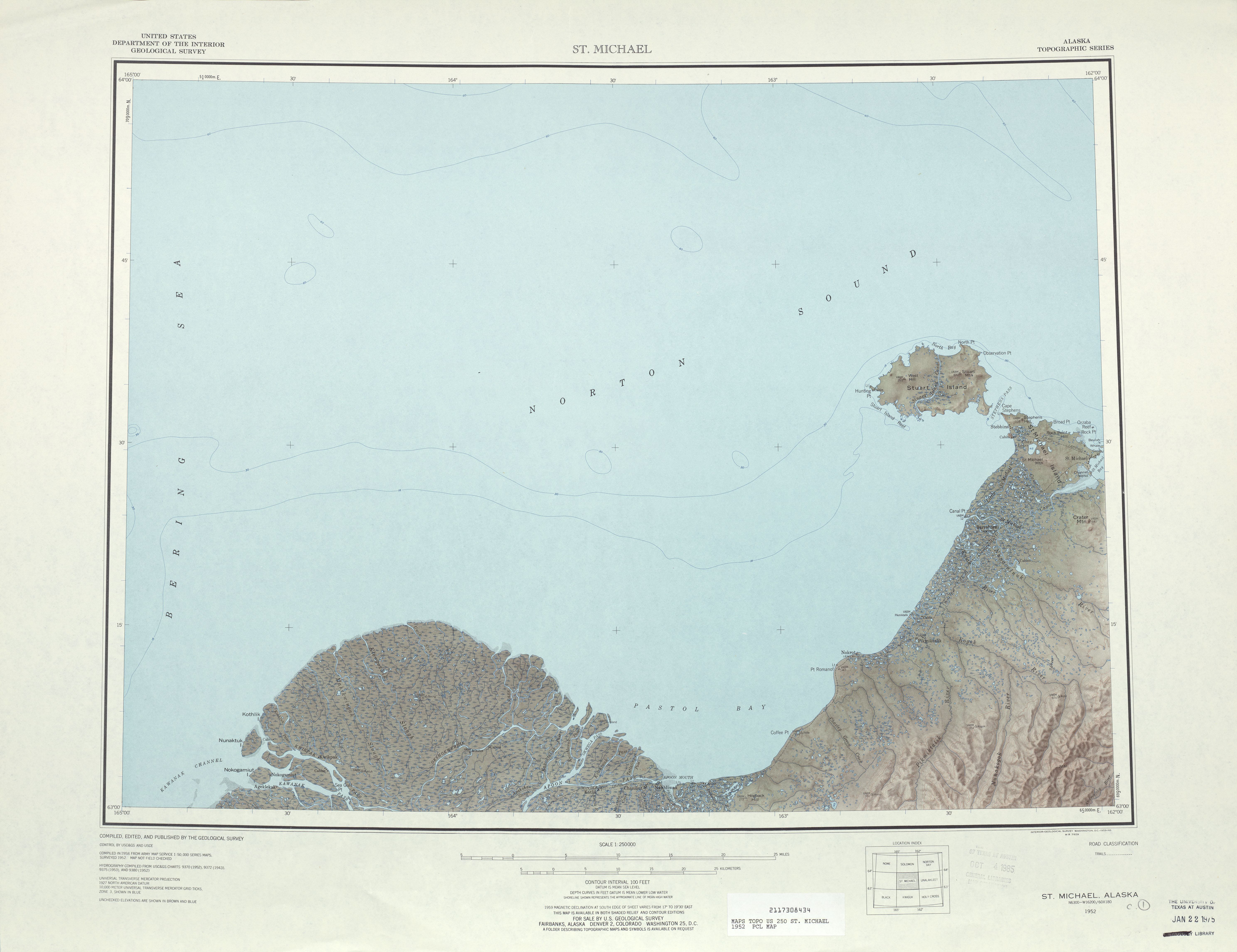 Hoja Saint Michael del Mapa Topográfico de los Estados Unidos 1952