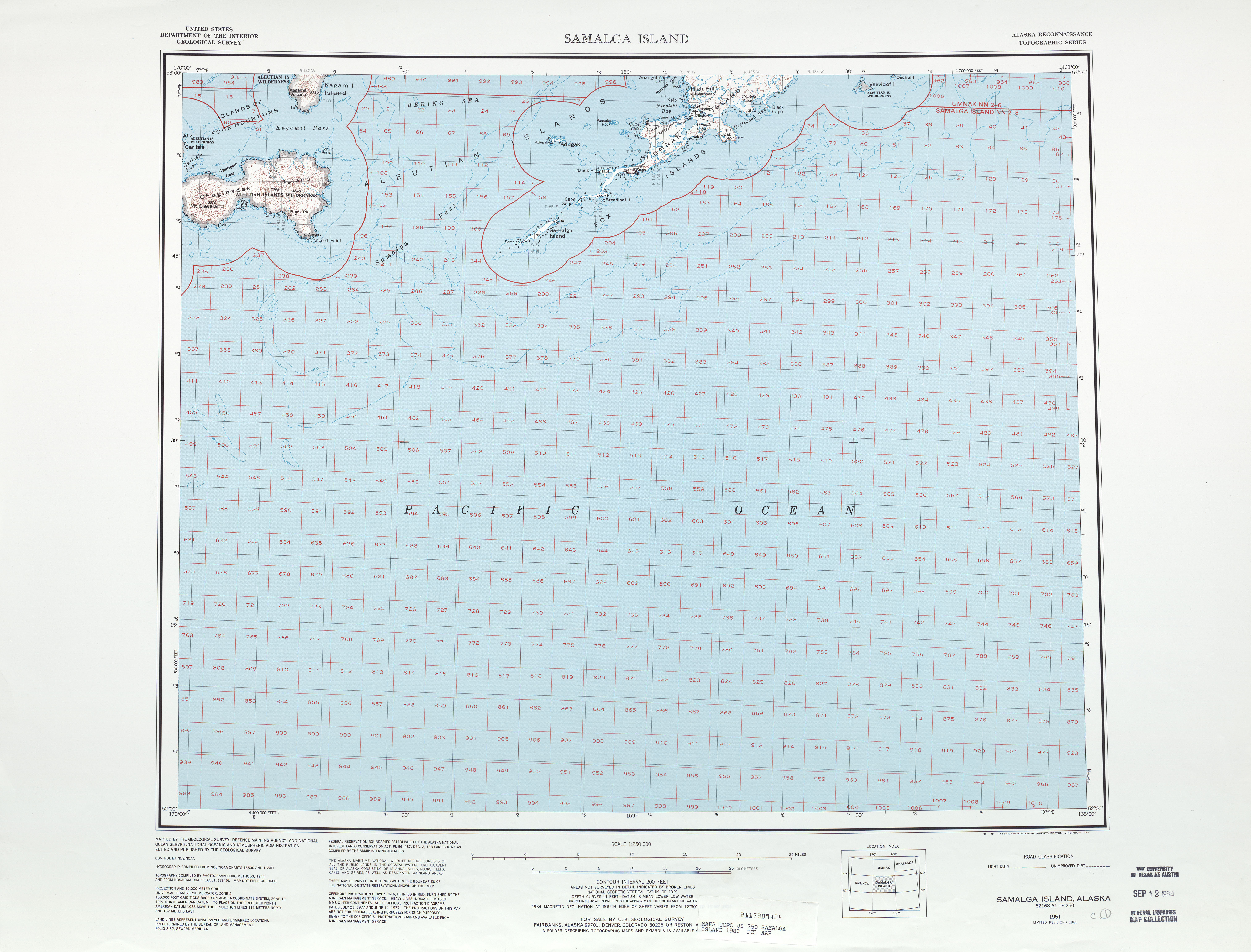 Hoja Samalga Island del Mapa Topográfico de los Estados Unidos 1983