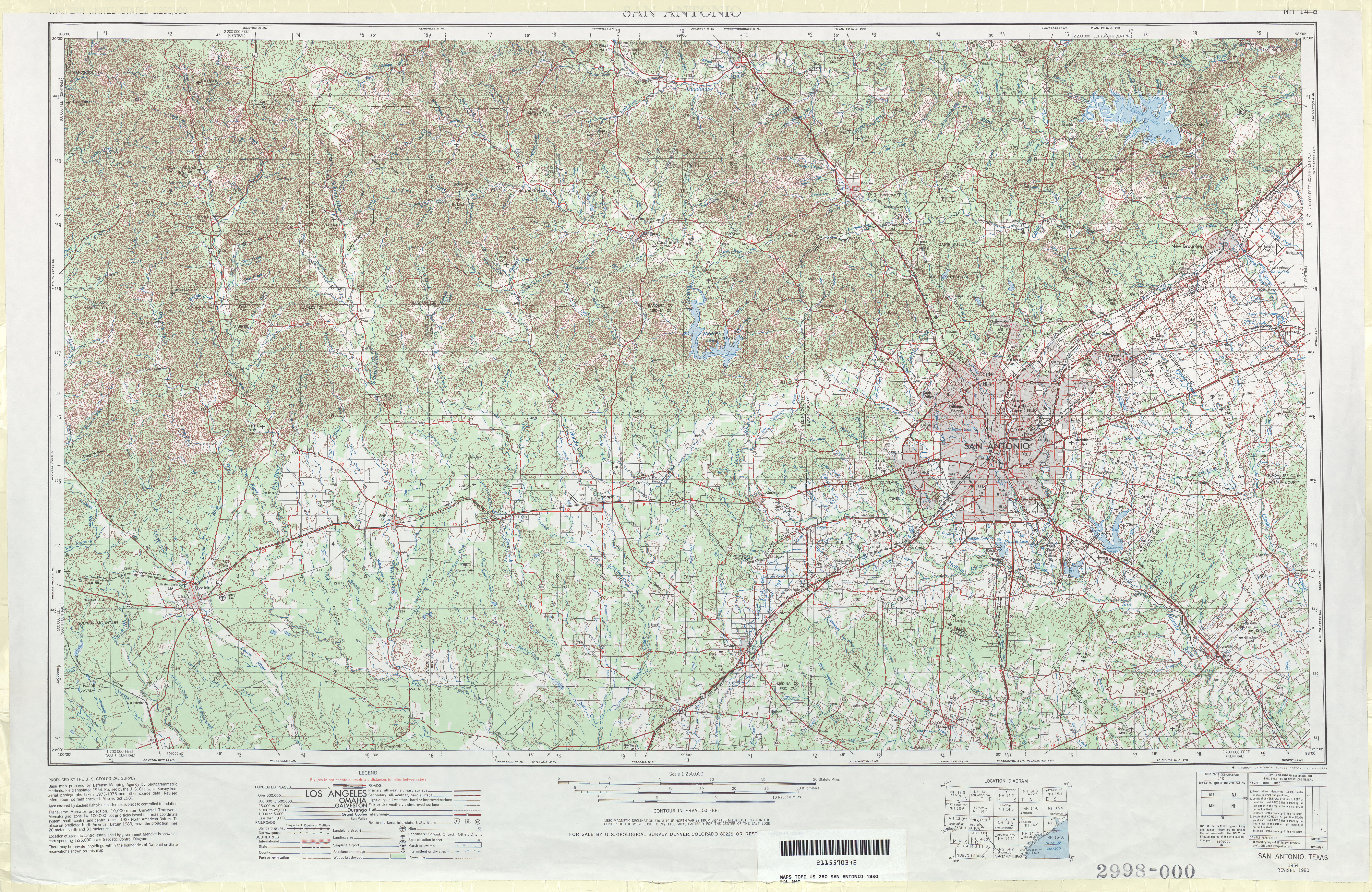 Hoja San Antonio del Mapa Topográfico de los Estados Unidos 1980