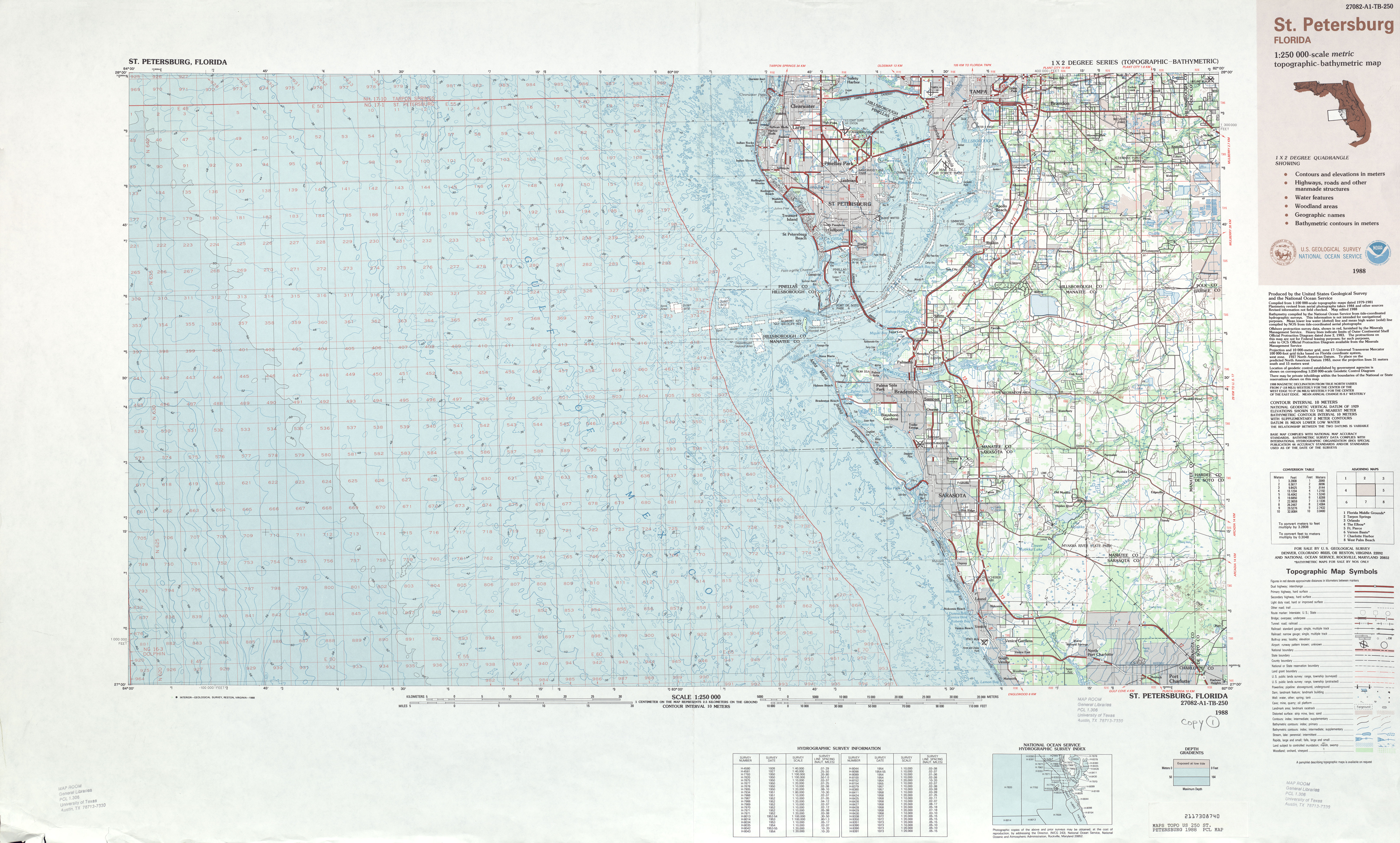 Hoja San Petersburgo del Mapa Topográfico de los Estados Unidos 1988
