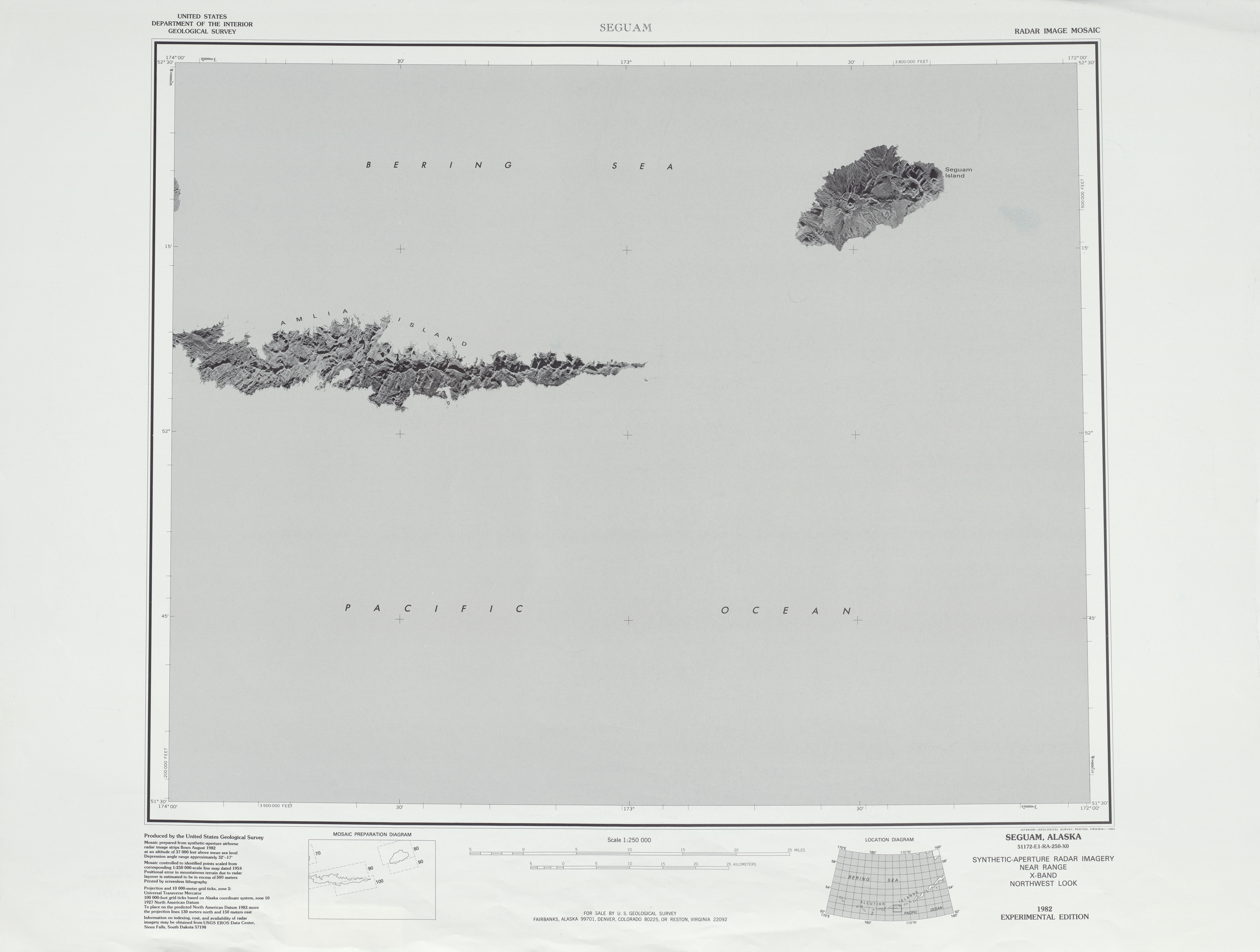 Hoja Seguam del Mosaico de Imágenes Radar de los Estados Unidos 1983