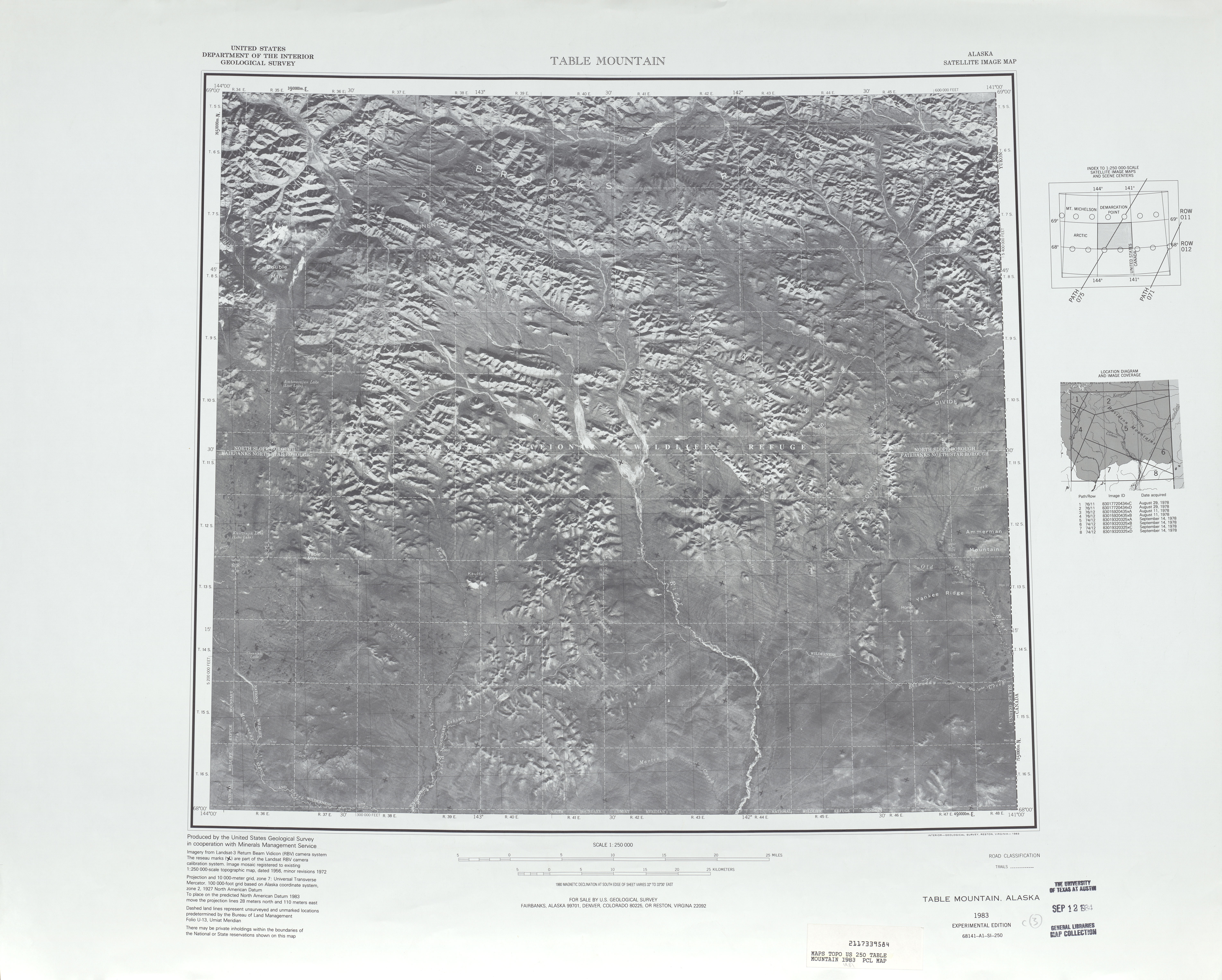 Hoja Table Mountain de la Imagen Satelital de los Estados Unidos 1981