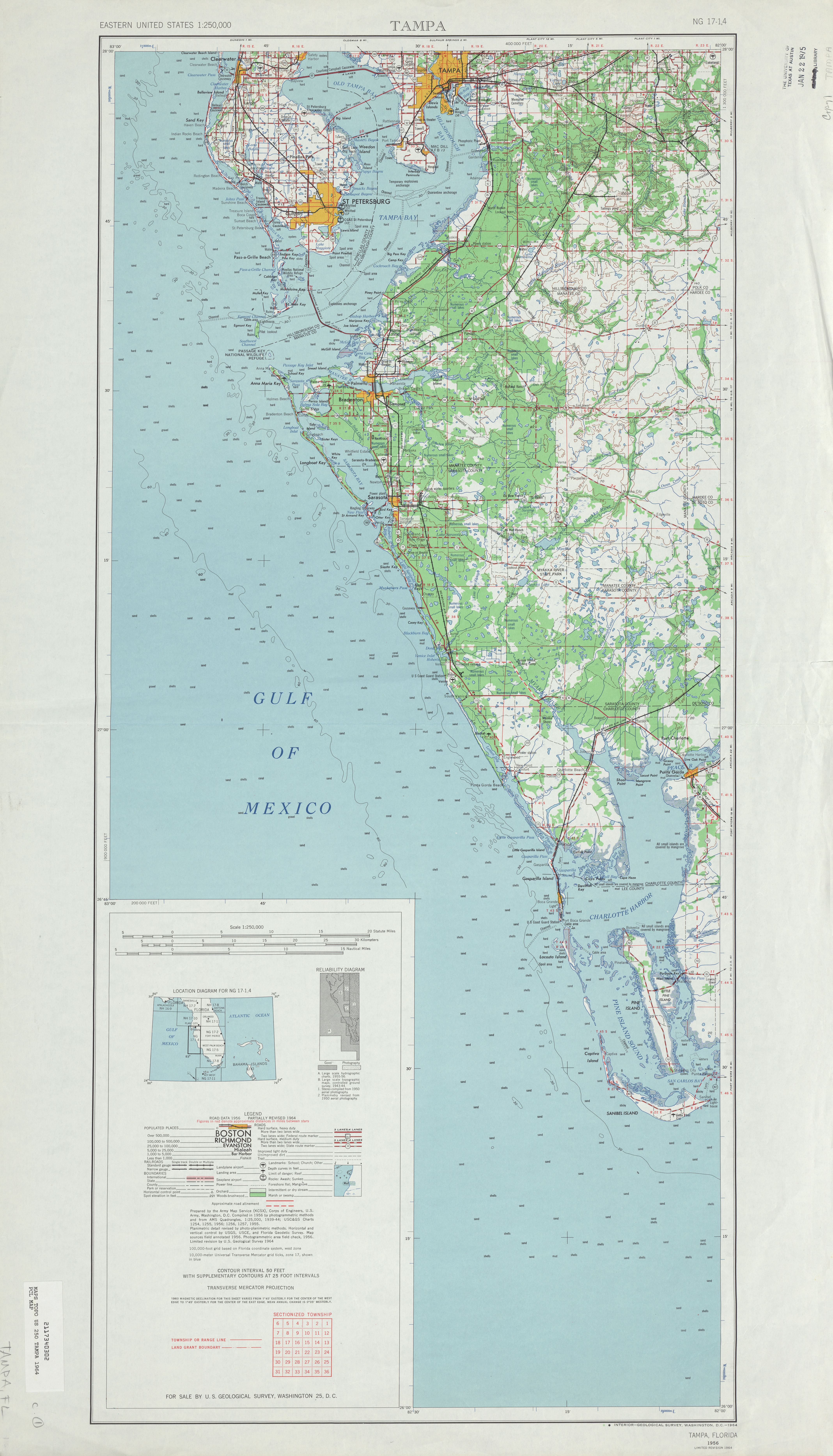 Hoja Tampa del Mapa Topográfico de los Estados Unidos 1964