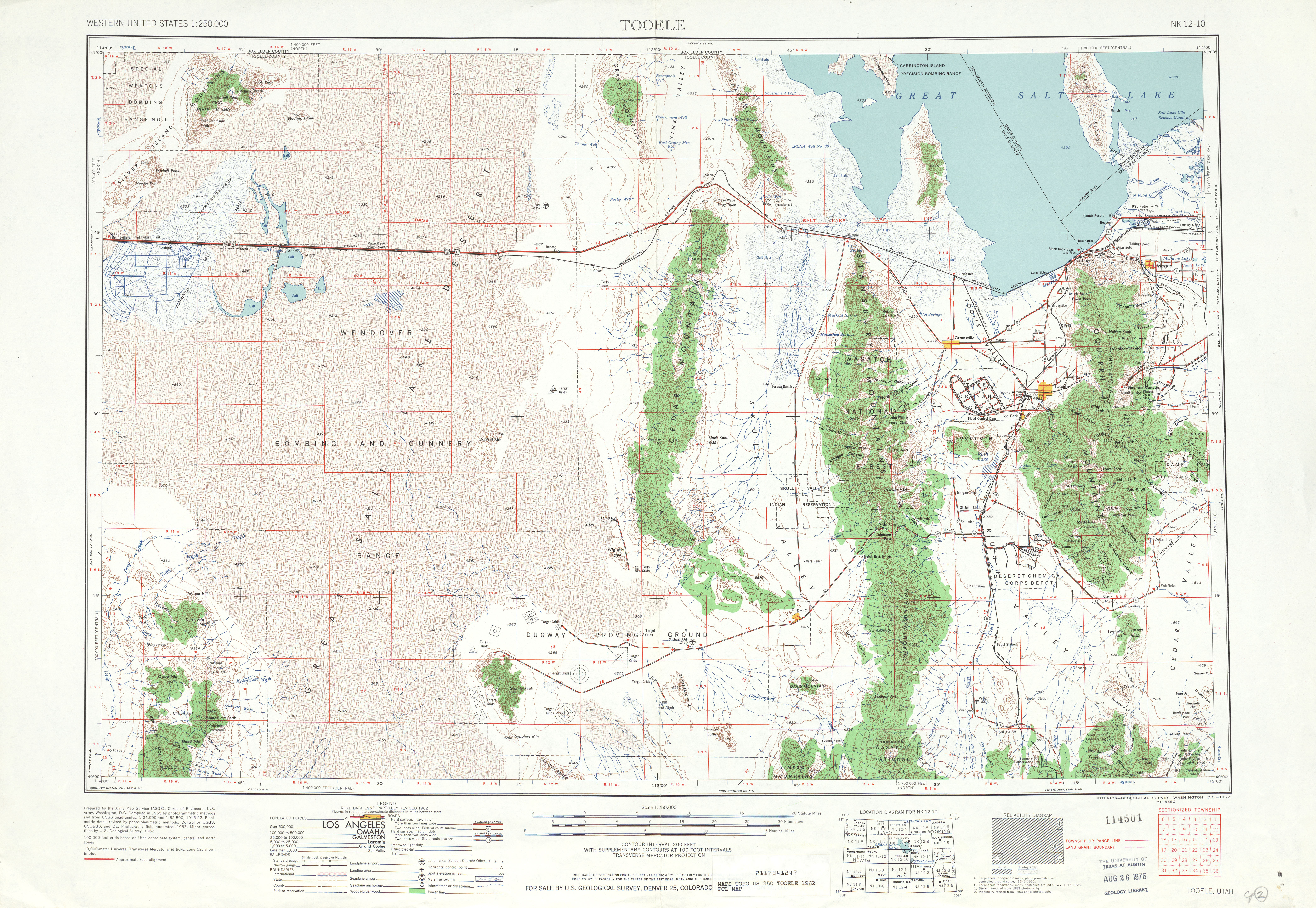 Hoja Tooele del Mapa Topográfico de los Estados Unidos 1962