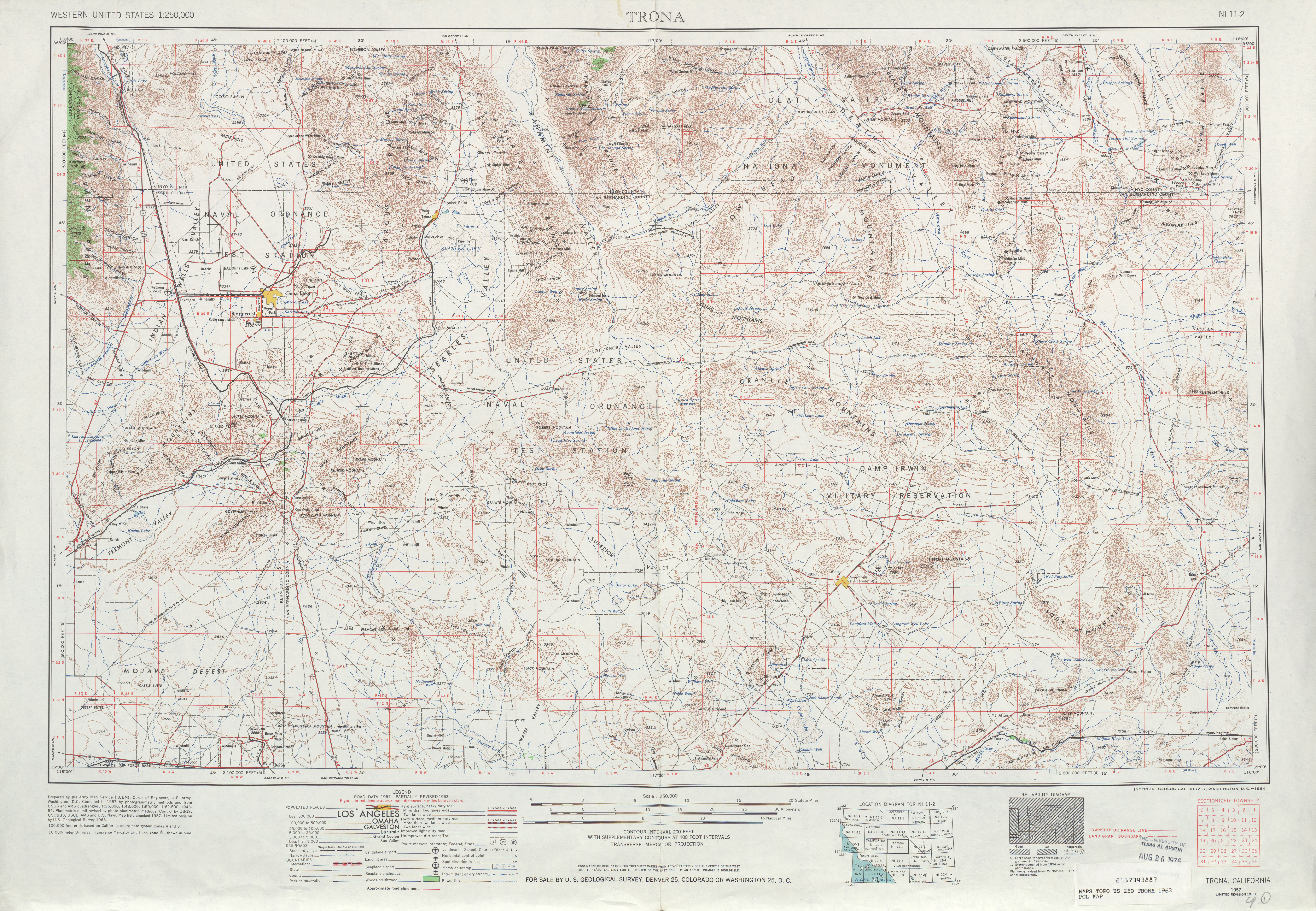 Hoja Trona del Mapa Topográfico de los Estados Unidos 1963