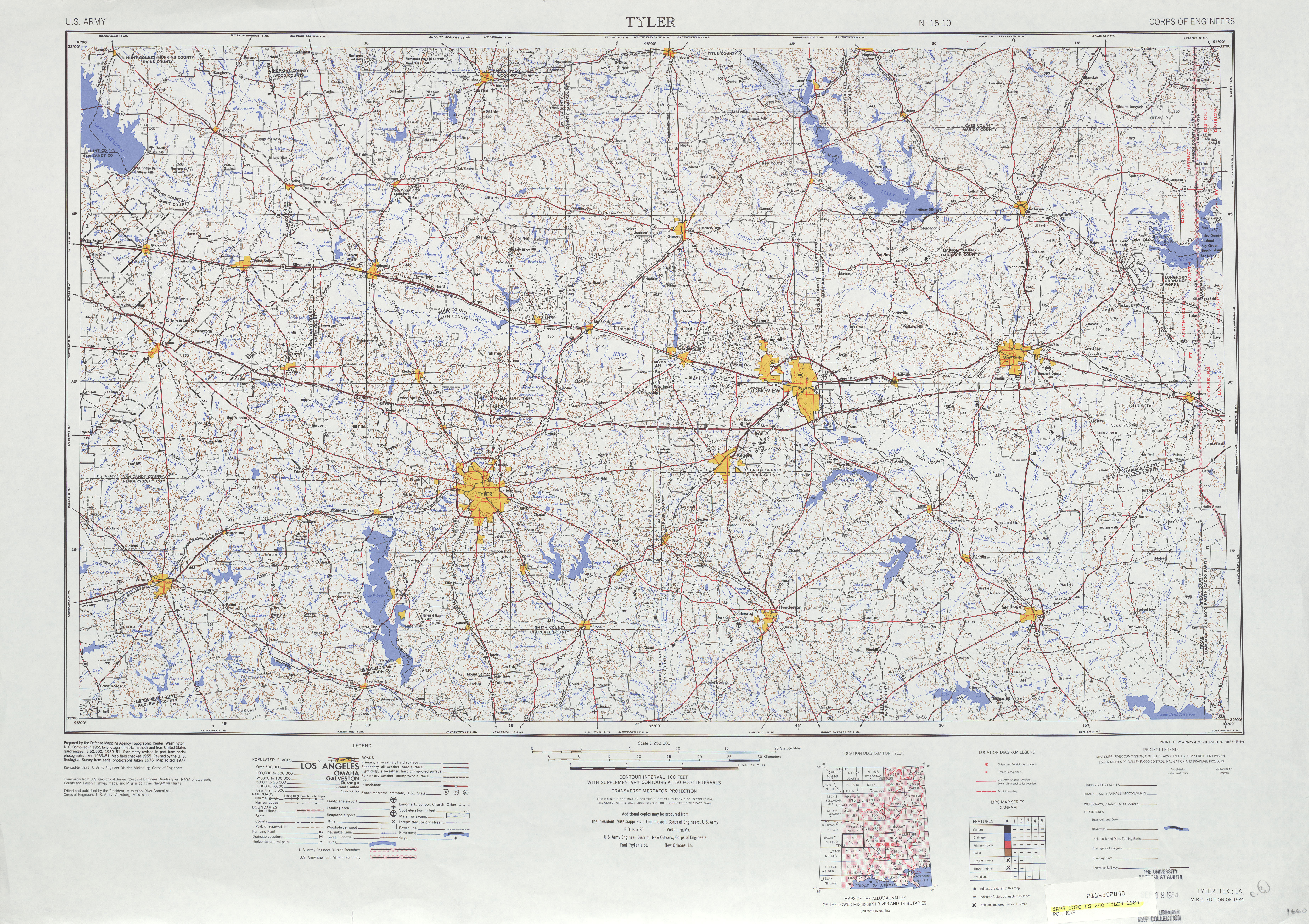 Hoja Tyler del Mapa Topográfico de los Estados Unidos 1984