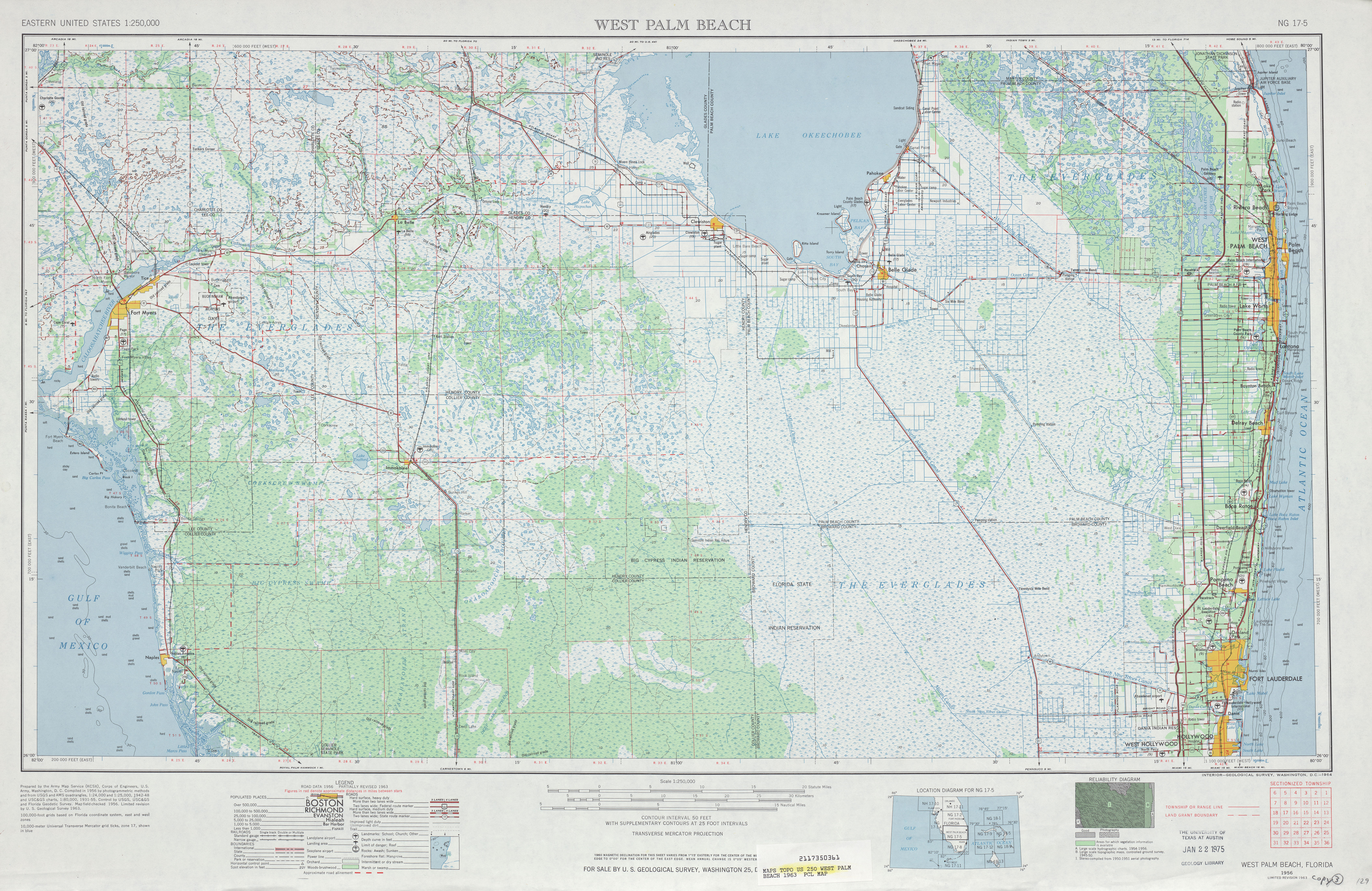 Hoja West Palm del Mapa Topográfico de los Estados Unidos 1963