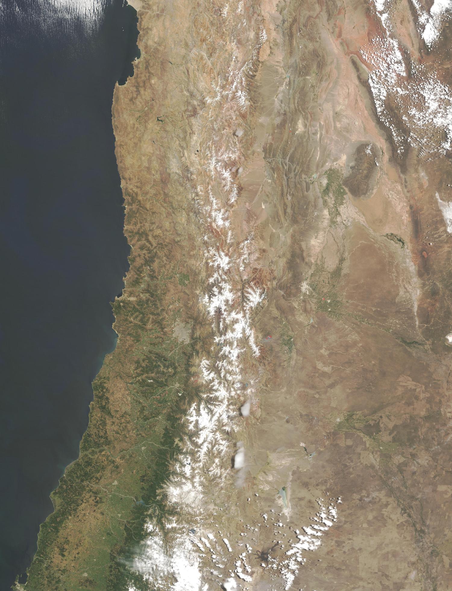Imagen, Foto Satelite de Chile Central, América del Sur