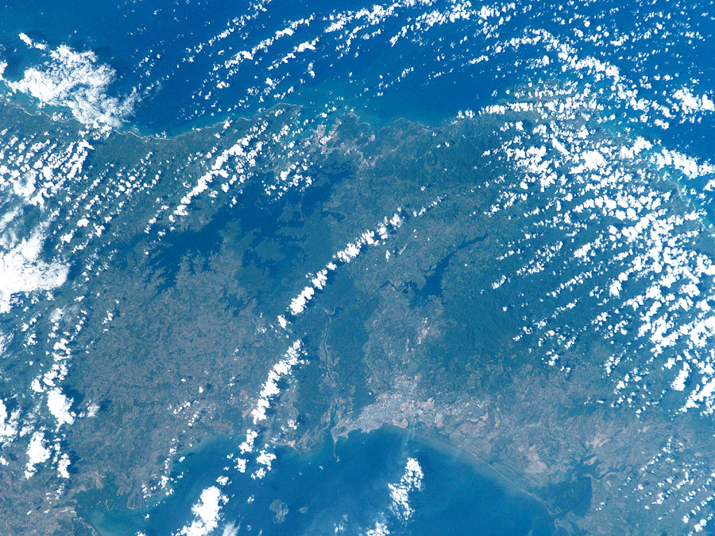 Imagen, Foto Satelite del Canal de Panamá, Mar Caribe, Oceano Pacifico