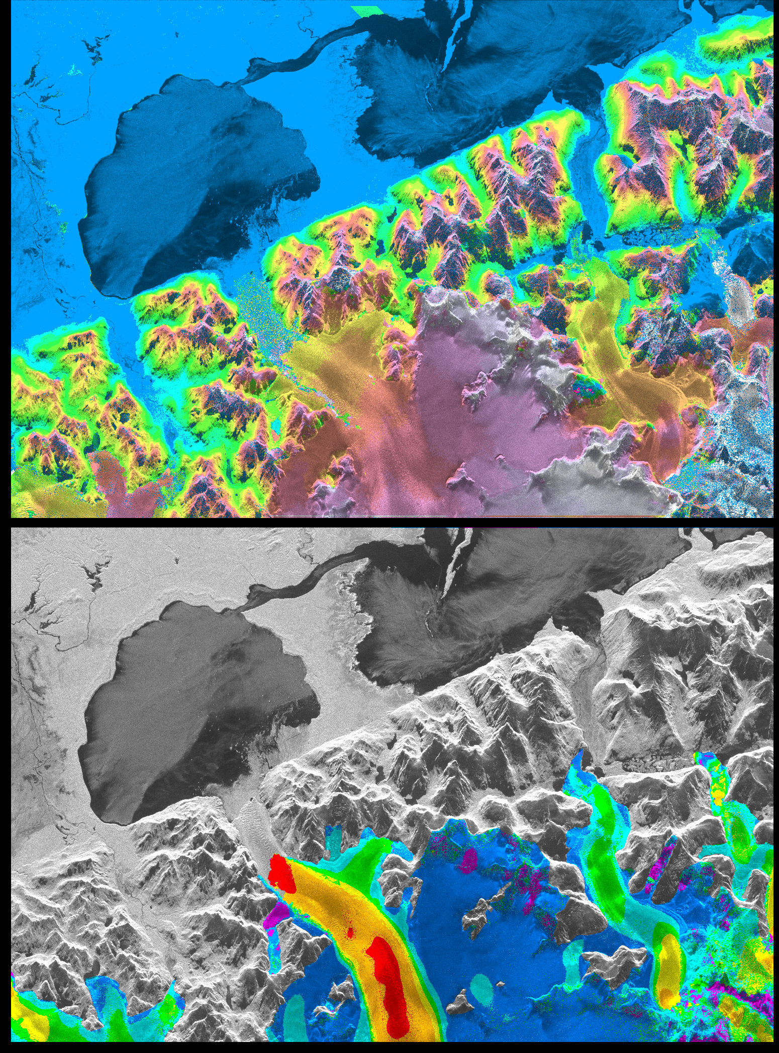Imagen radar del glaciar San Rafael, Chile
