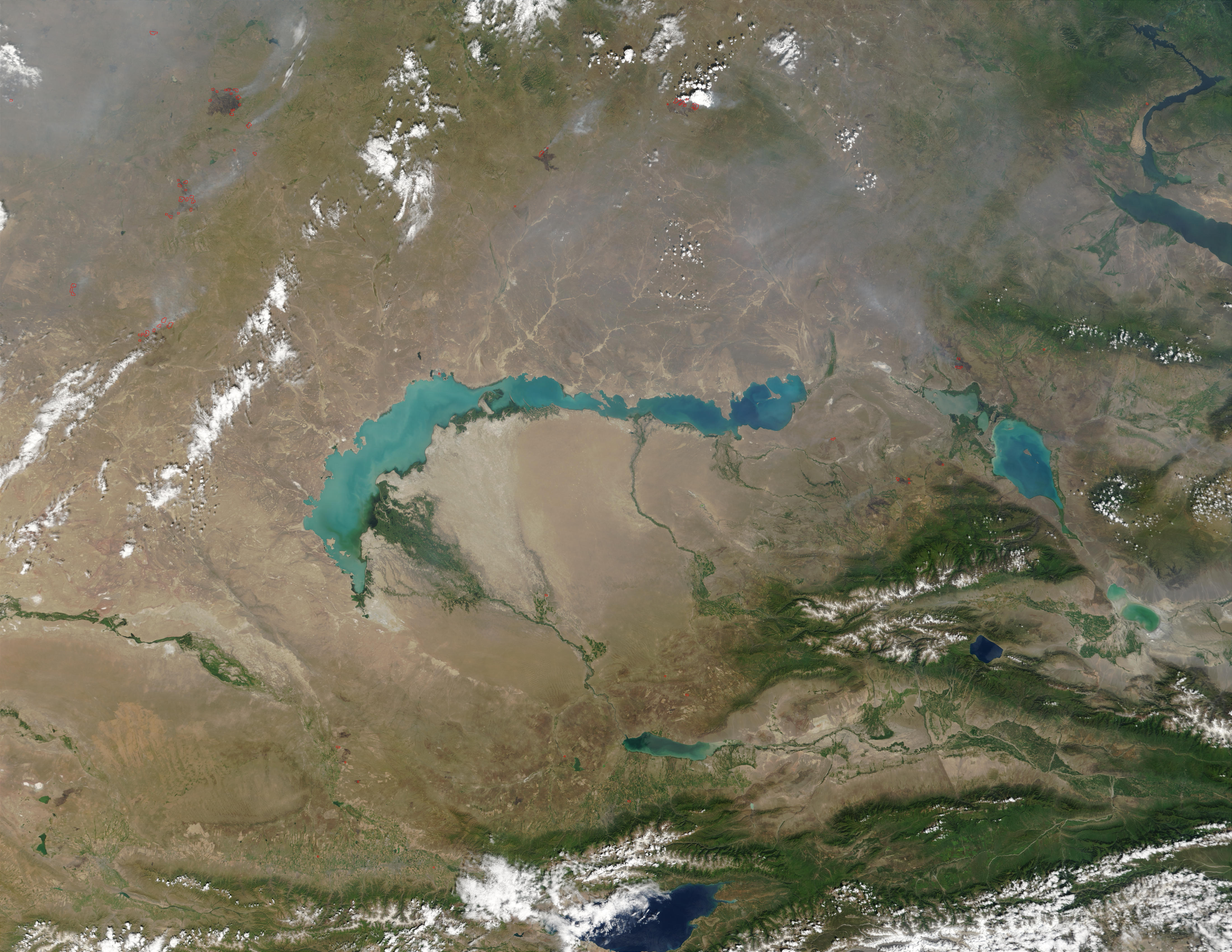 Incendios cerca del lago Baljash, Kazajistán