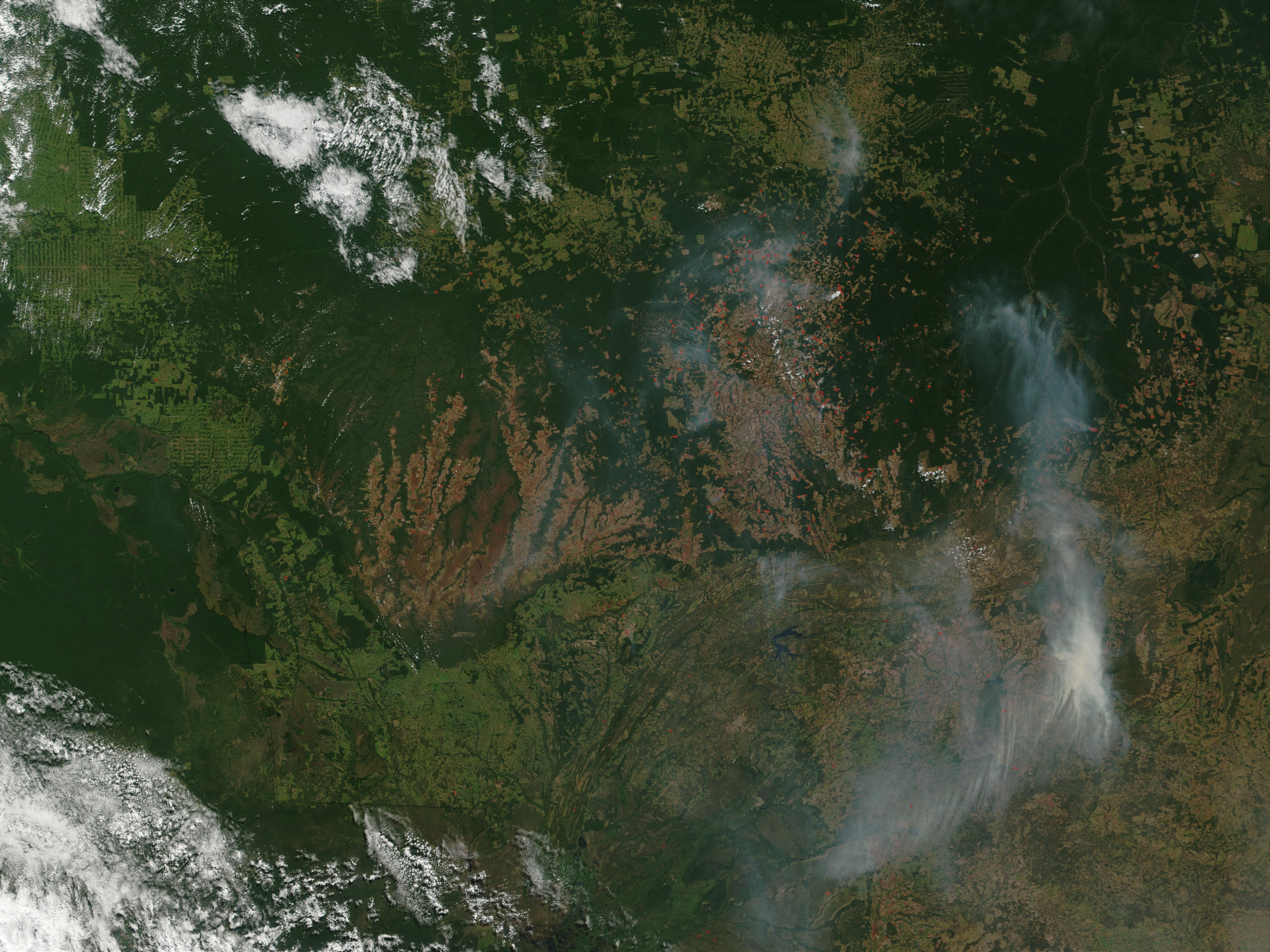 Incendios y humo en Mato Grosso, Brasil