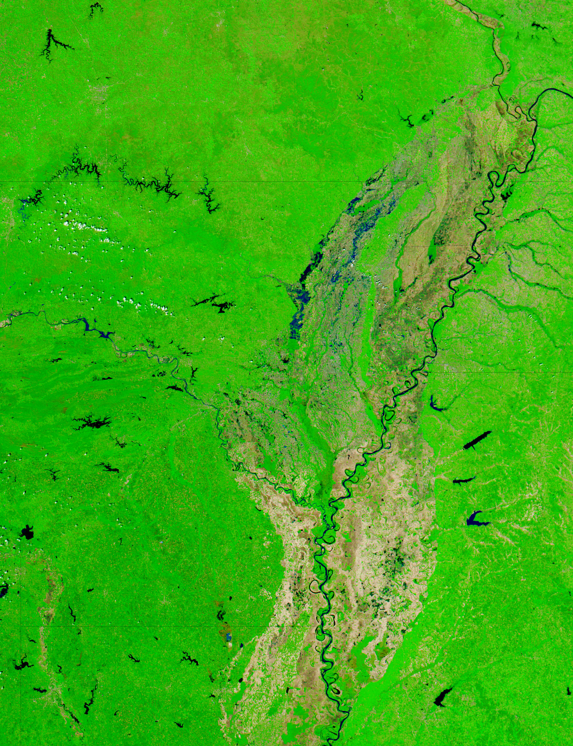 Inundaciones en Arkansas (falso color)