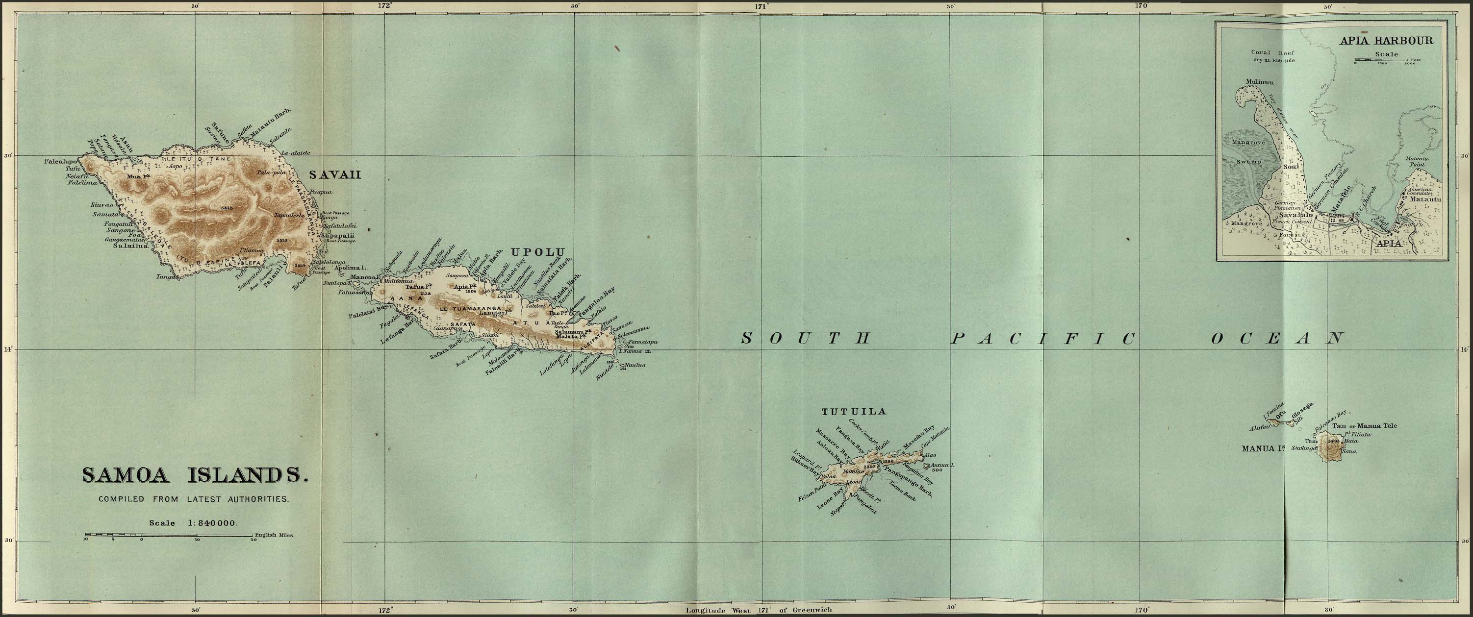 Islas Samoa Mapa 1889