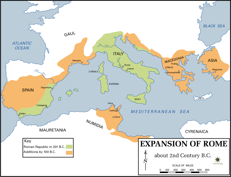 La expansión de Roma, siglo II A.C.