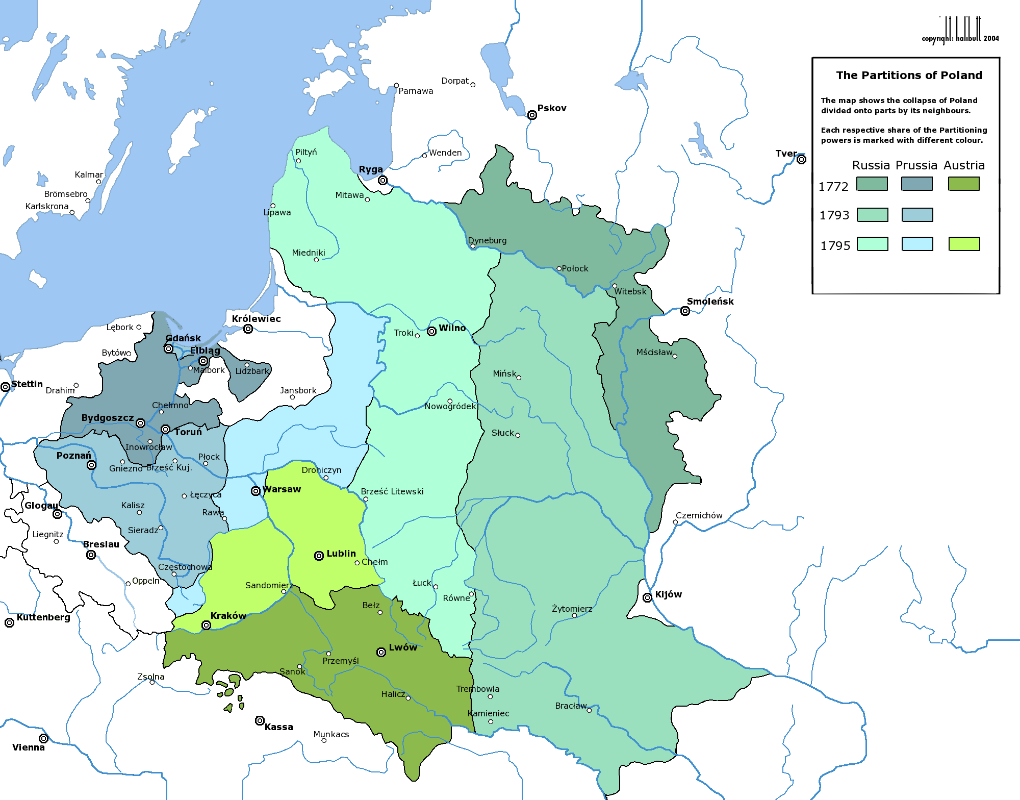 Las tres particiones de Polonia (1772 -1793 - 1795)