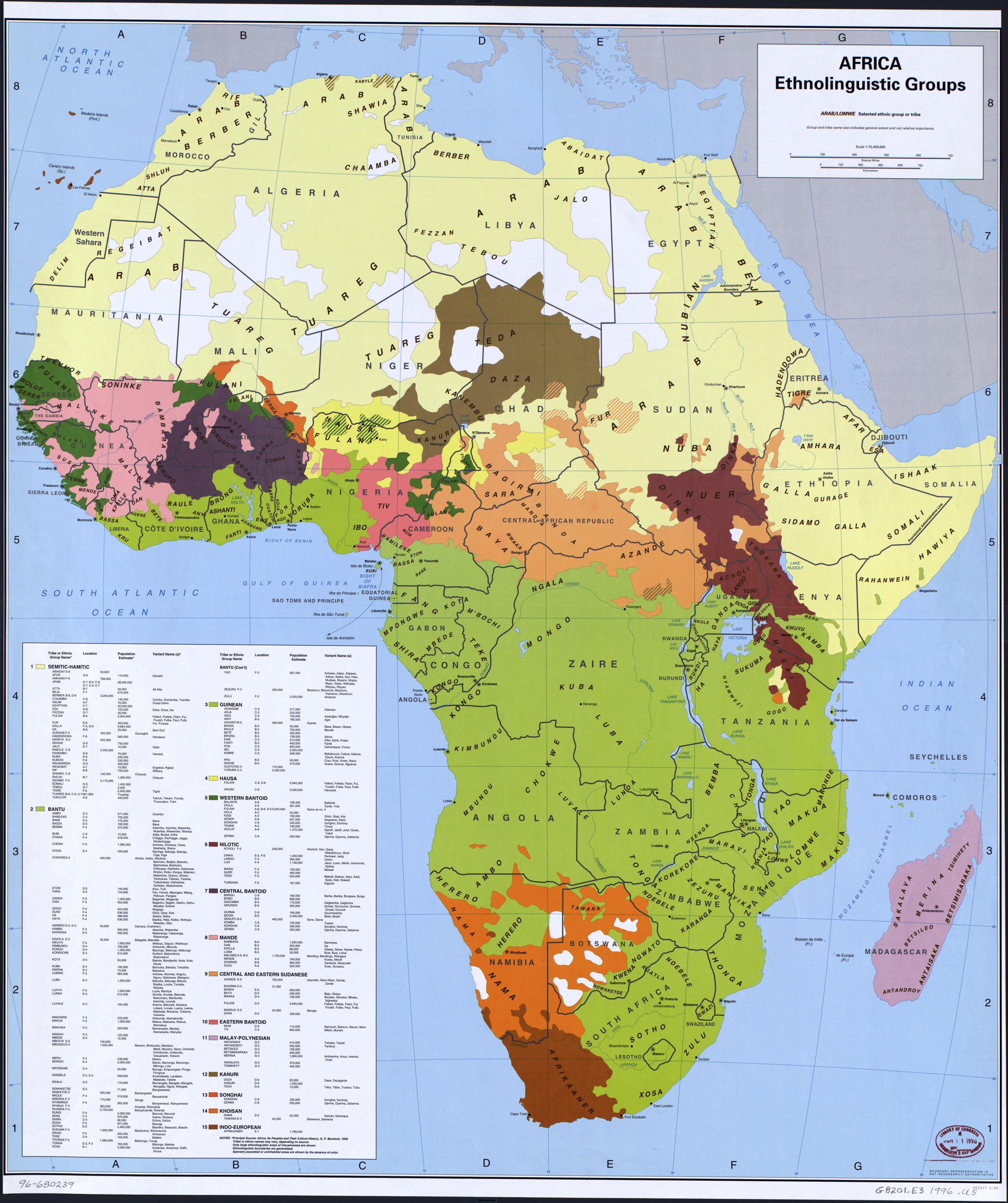 Los grupos étnicos de África 1996
