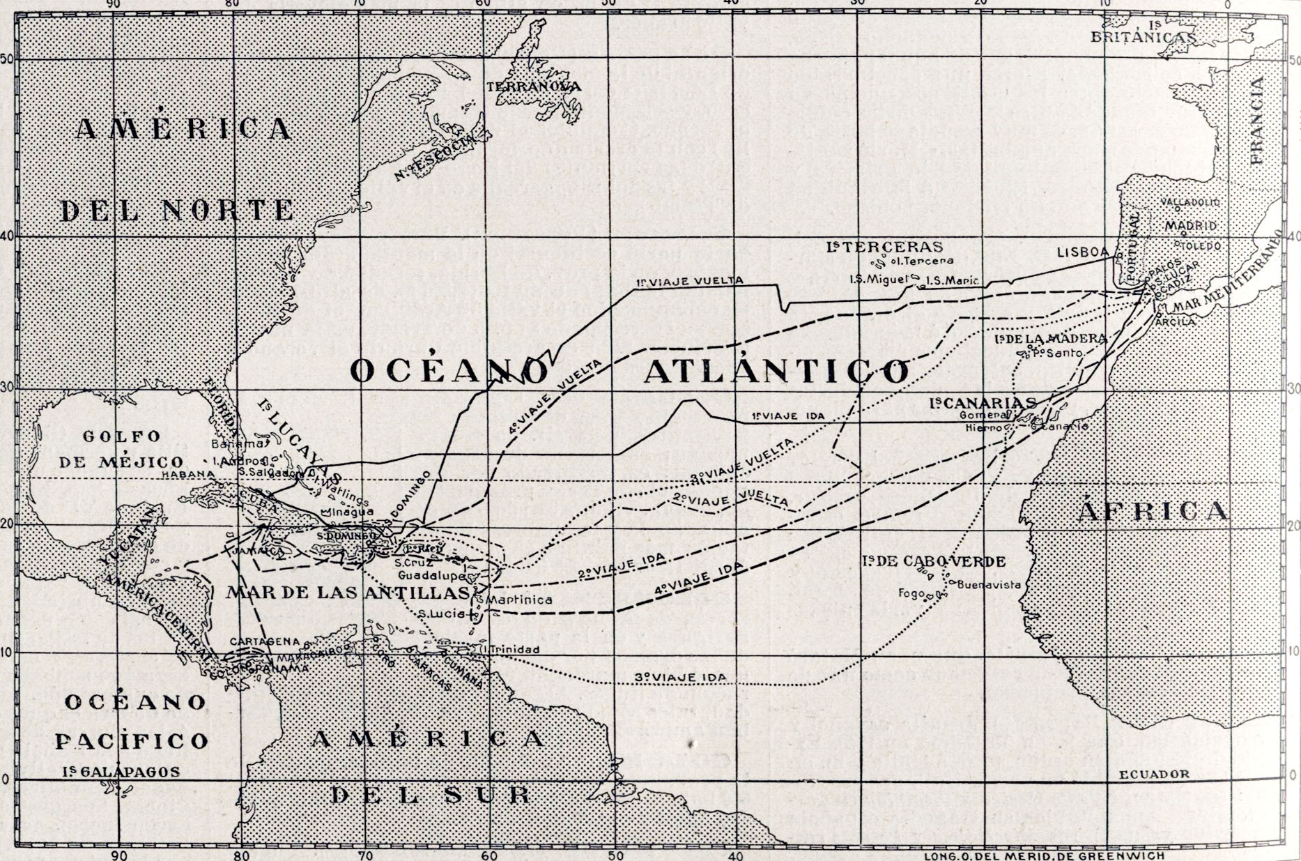 Путешествие христофора на карте. Карта путешествия Колумба 1492. Путь Христофора Колумба на карте. Маршрут путешествия Колумба.