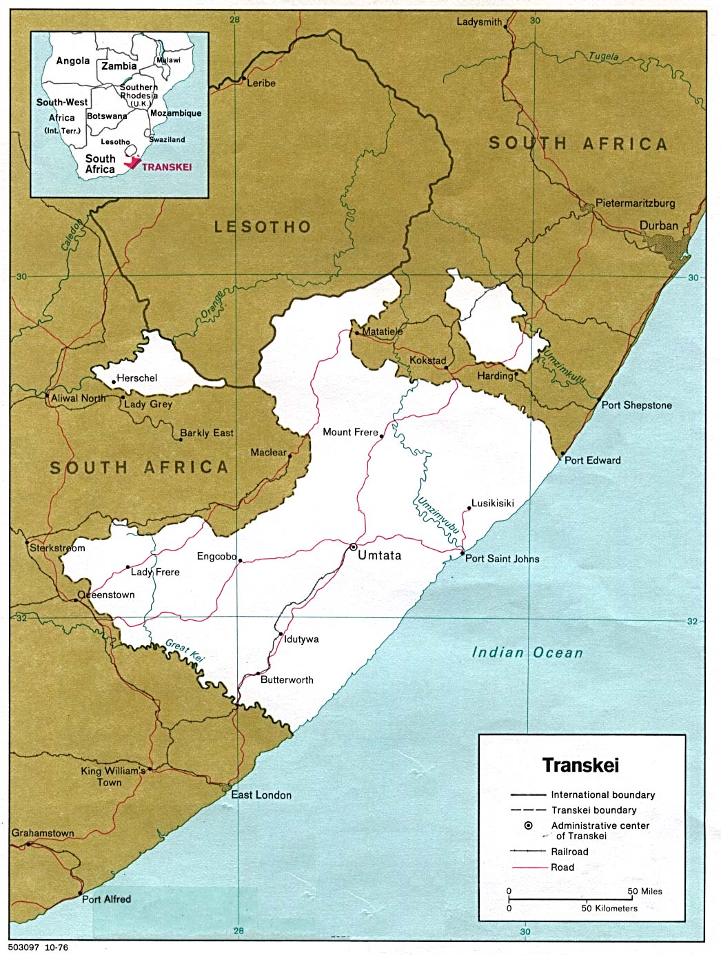 Map de Transkei 1978