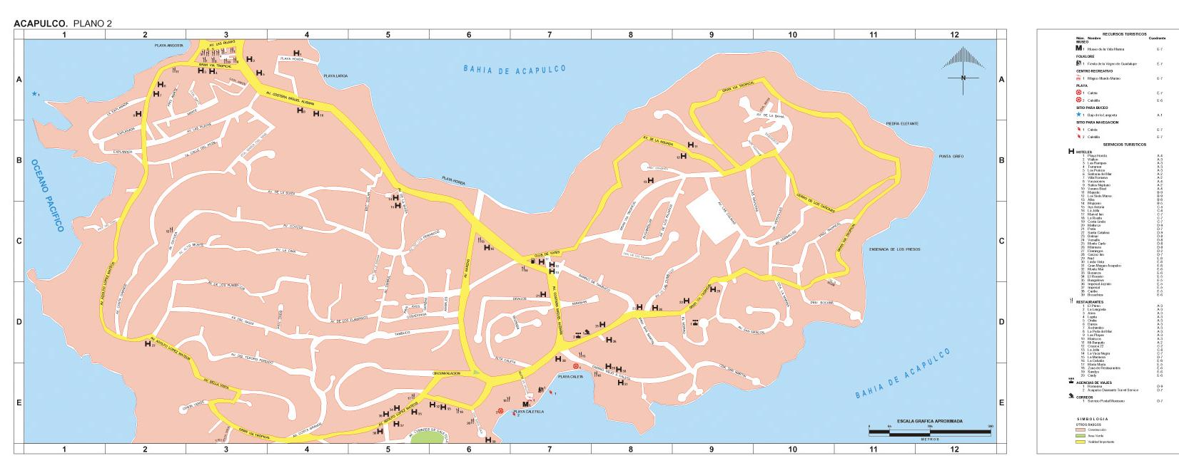 Mapa Acapulco, Guerrero, Mexico