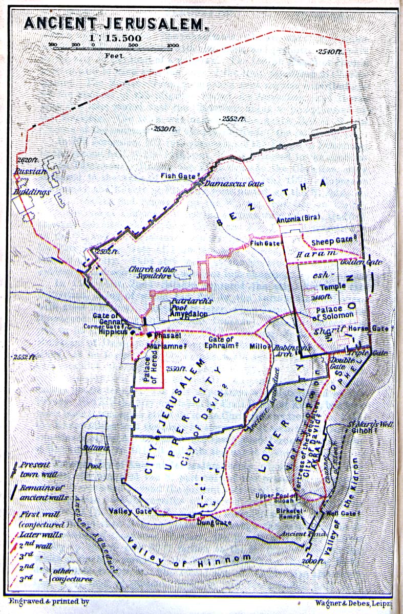 Mapa Antigua de Jerusalén 1912