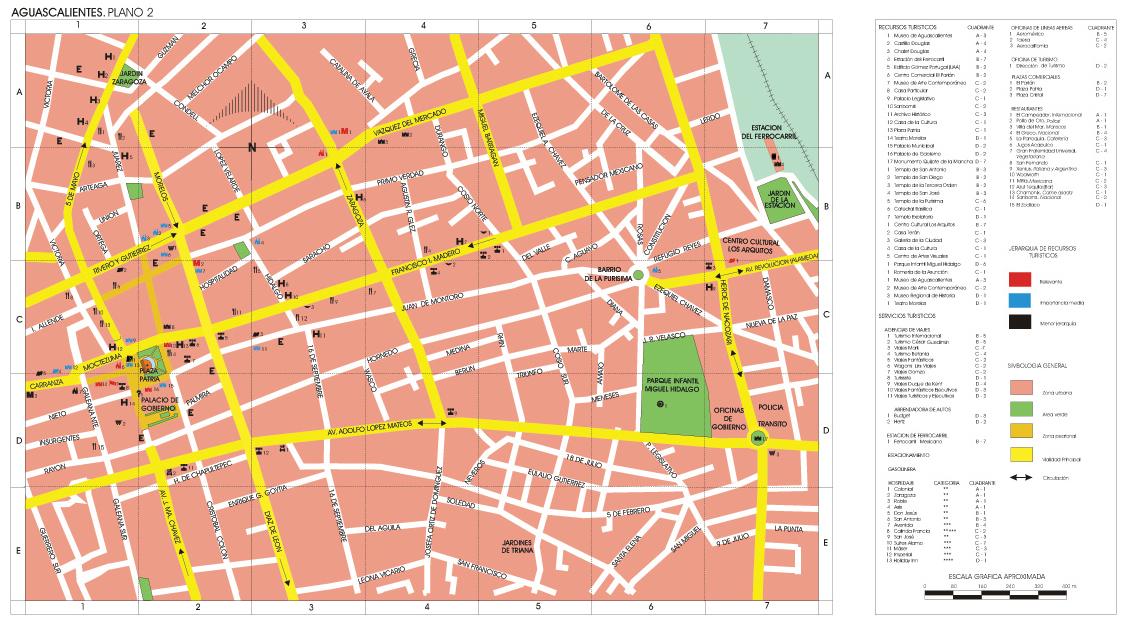 Mapa Centro Ciudad, Aguascalientes, Mexico