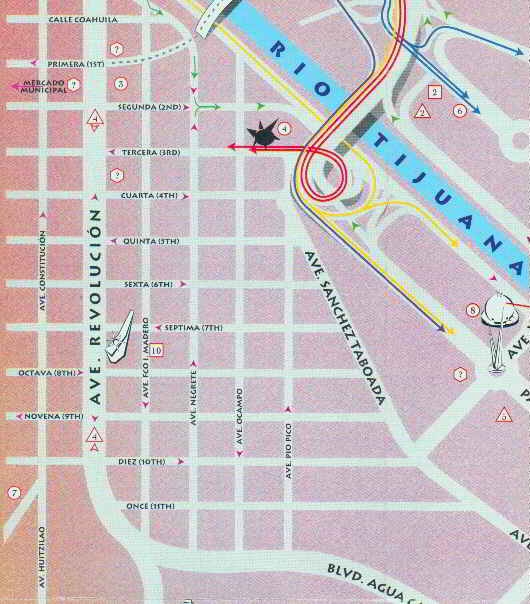 Mapa, Centro de Tijuana, Mexico