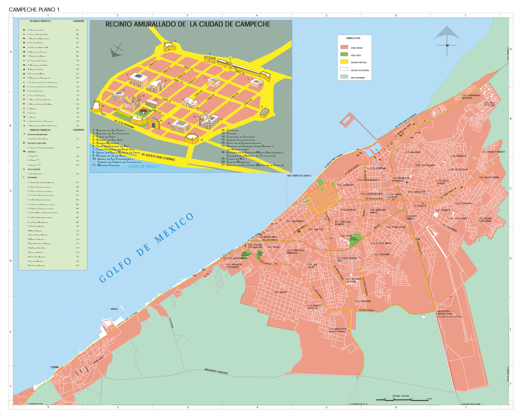 Mapa Ciudad Campeche, Mexico