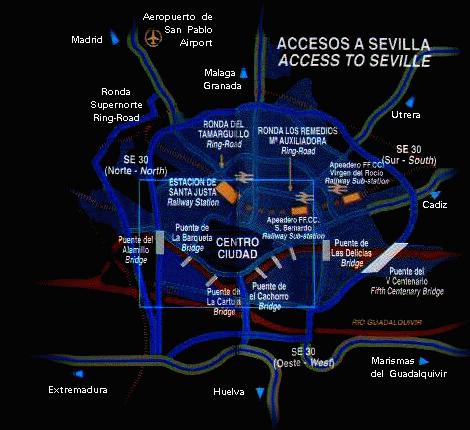 Mapa Ciudad Sevilla, Andalucia, España