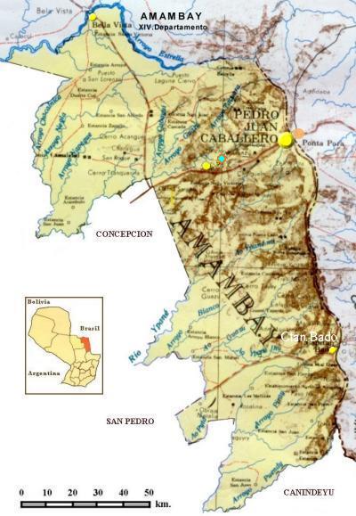 Mapa Departamento de Amambay, Paraguay