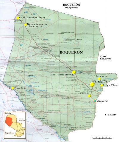 Mapa Departamento de Boquerón, Paraguay