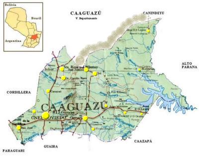 Mapa Departamento de Caaguazú, Paraguay