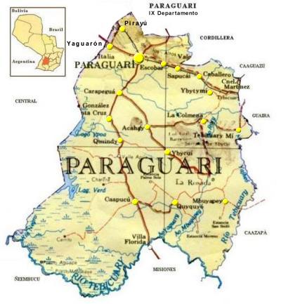 Mapa Departamento de Paraguarí, Paraguay