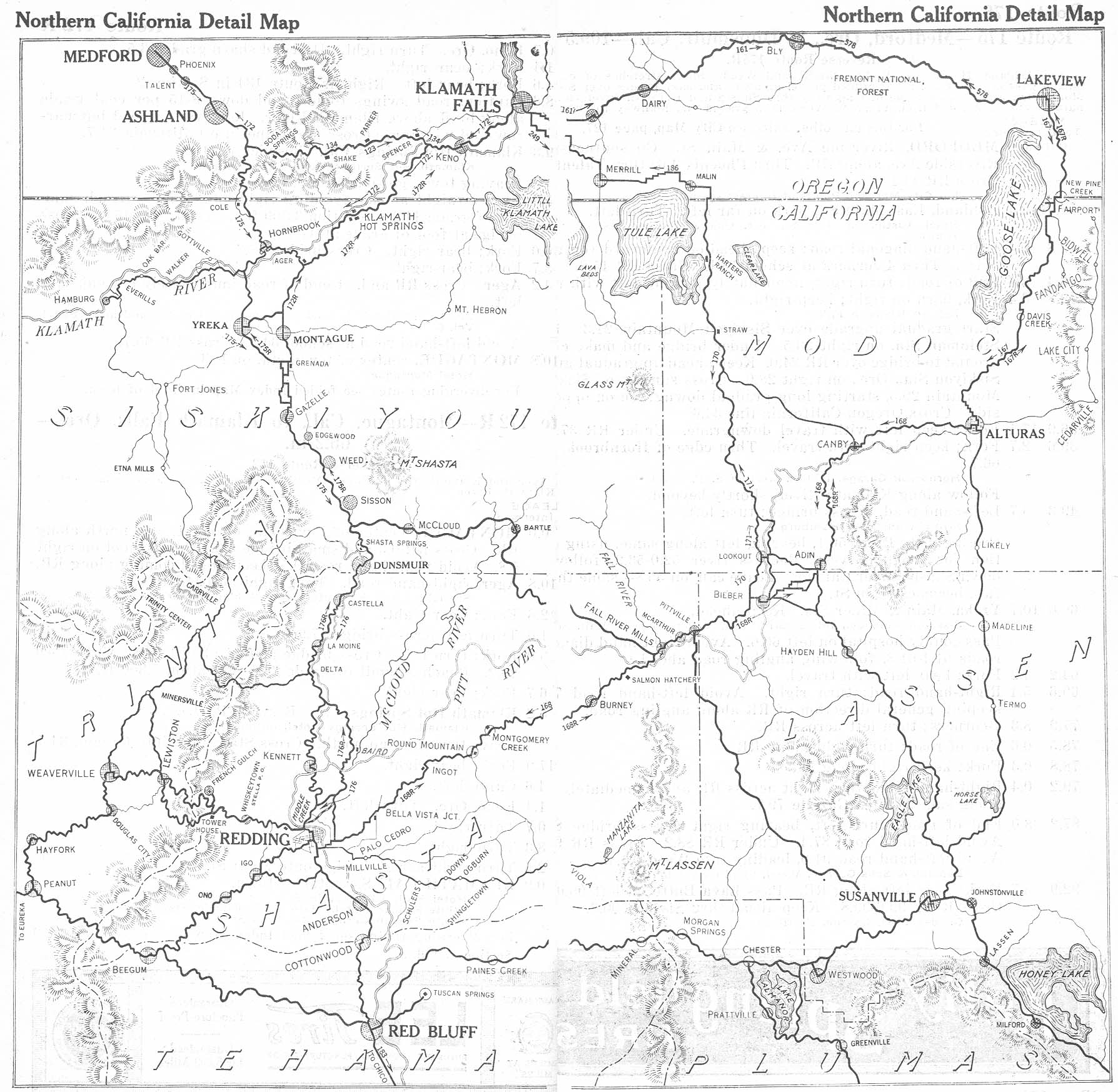 Mapa Detallado del Norte de California, Estados Unidos 1917