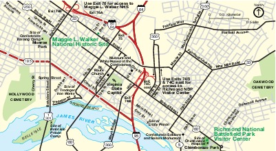 Mapa Detallado del Parque Campo de Batalla Nacional Richmond, Virginia, Estados Unidos