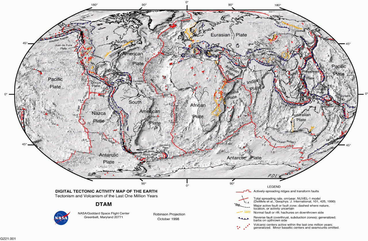 Mapa Digital de la actividad tectónica de la Tierra