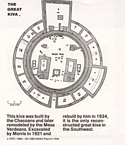 Mapa-Esquema del Gran Kiva, Monumento Nacional de las Ruinas Aztecas, Nuevo México, Estados Unidos