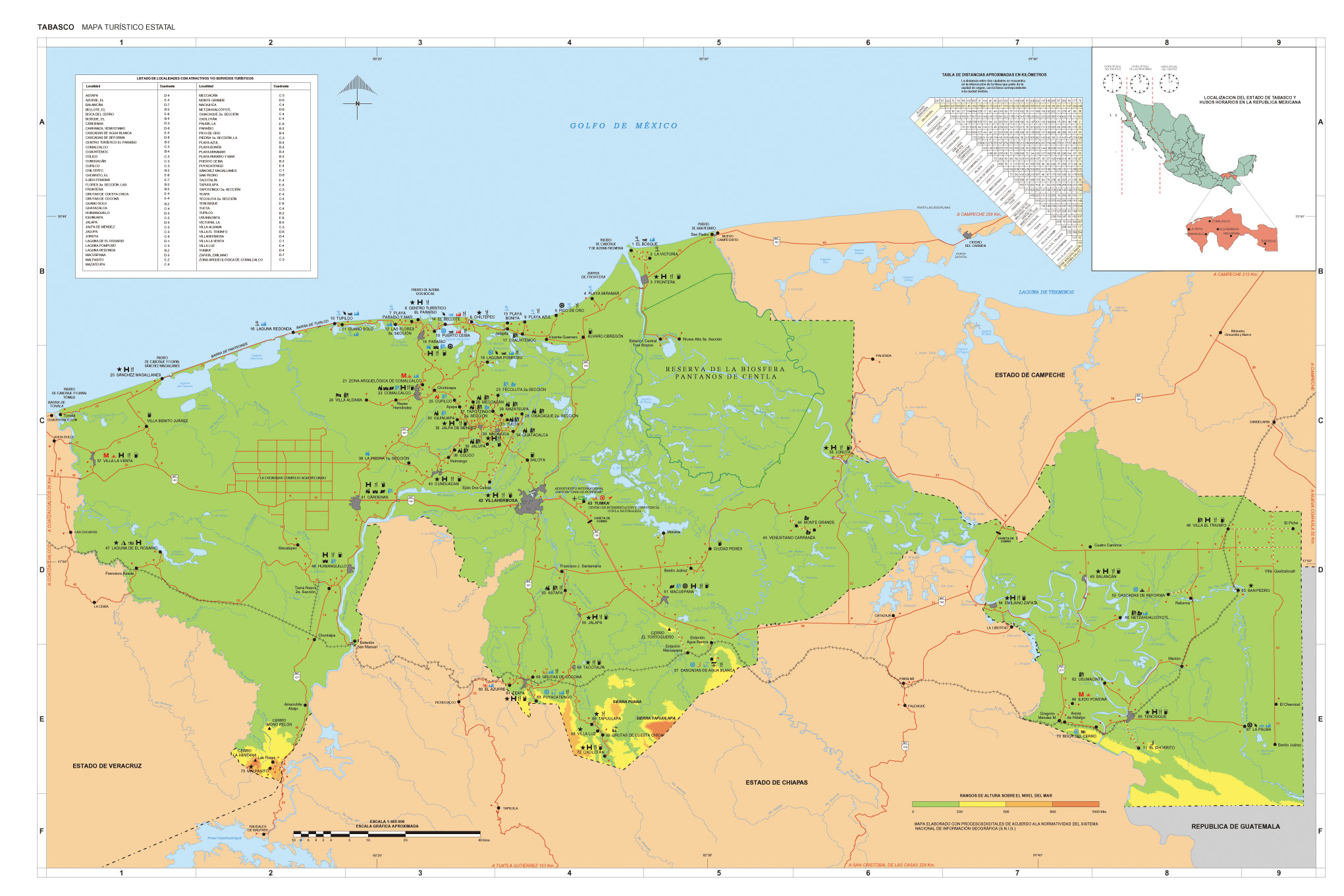 Mapa Estado de Tabasco, Mexico