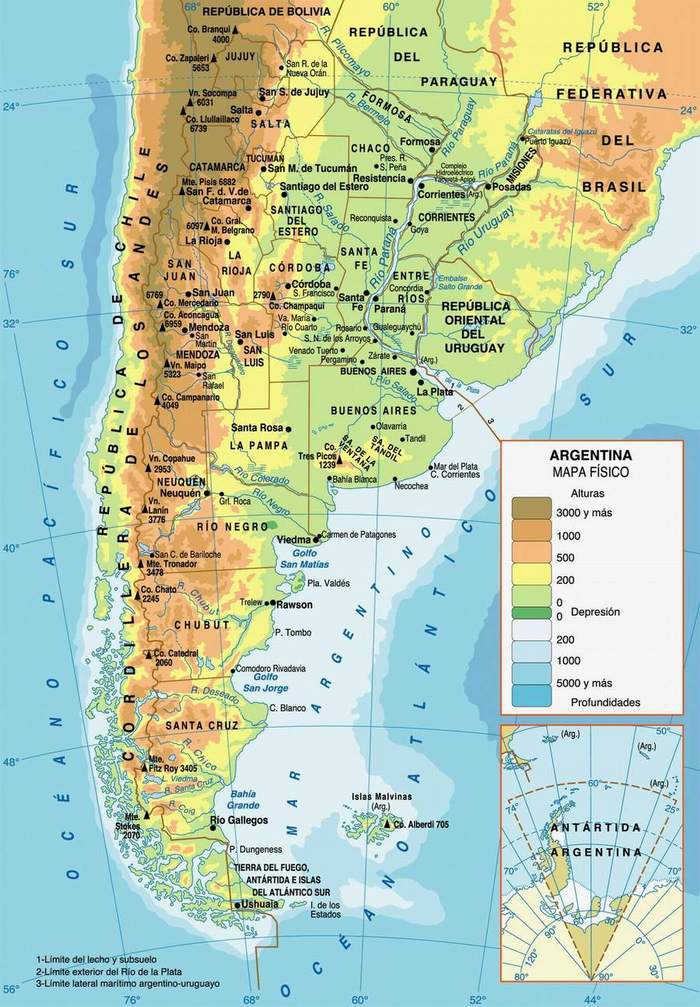 Mapa Físico de Argentina