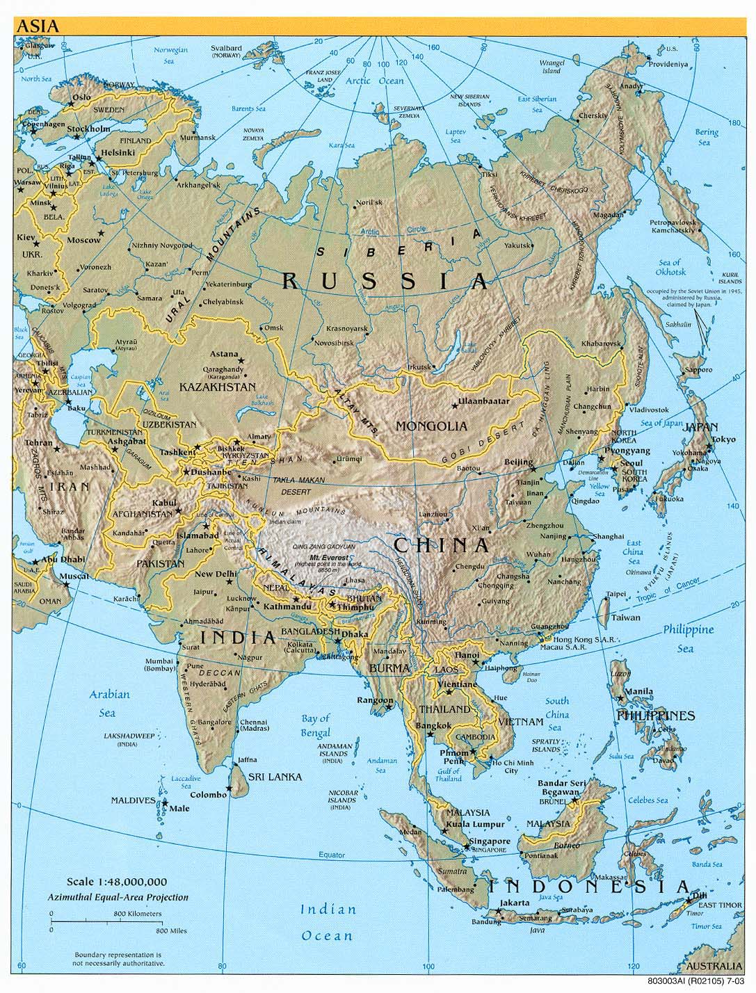 Mapa Físico de Asia 2003