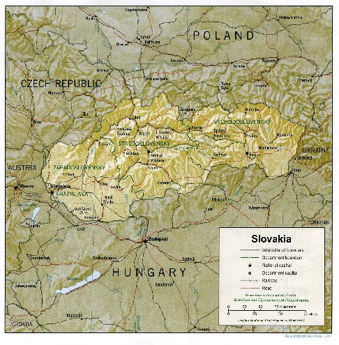 Mapa Físico de Eslovaquia